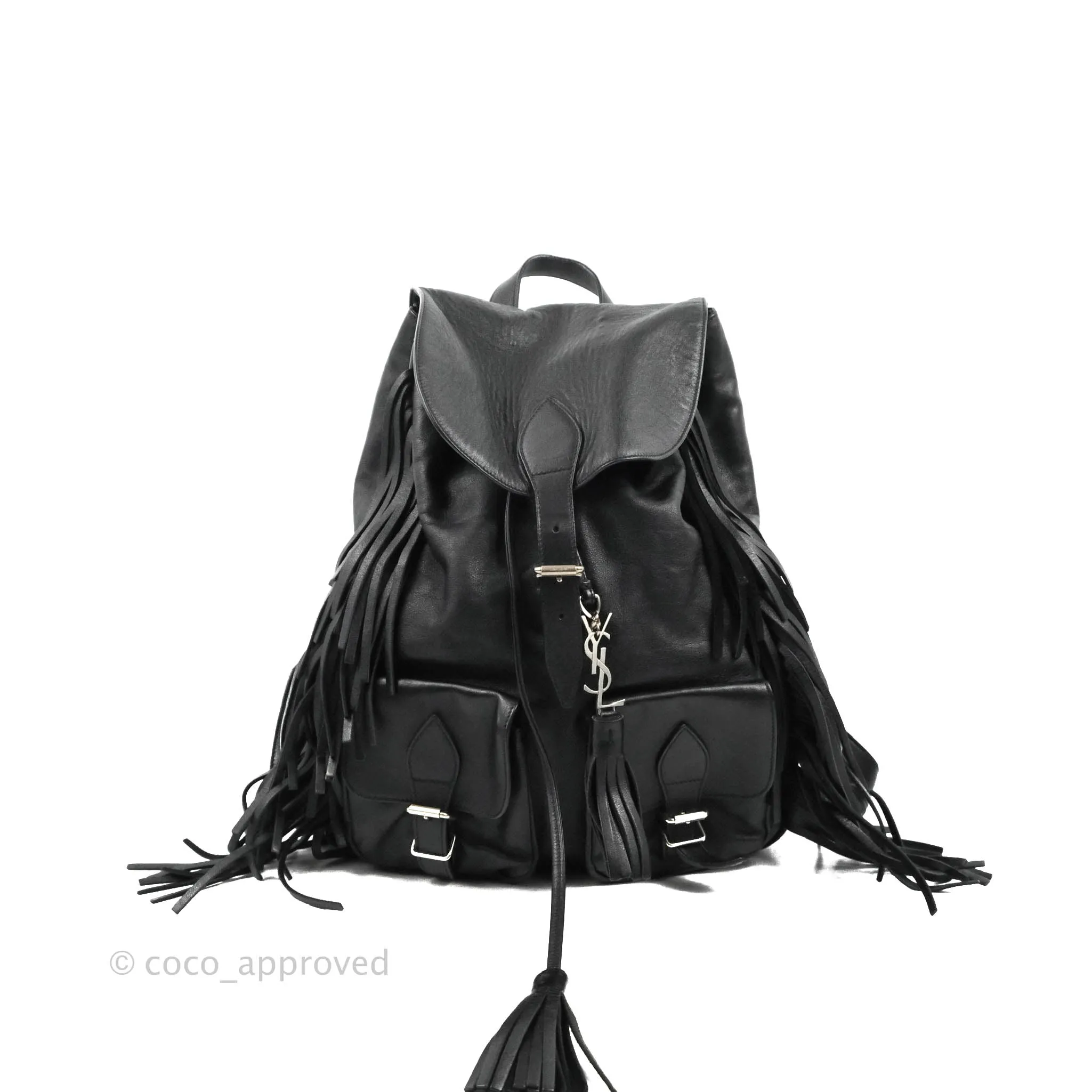 Saint Laurent Festival Fringe Backpack Black Calfskin