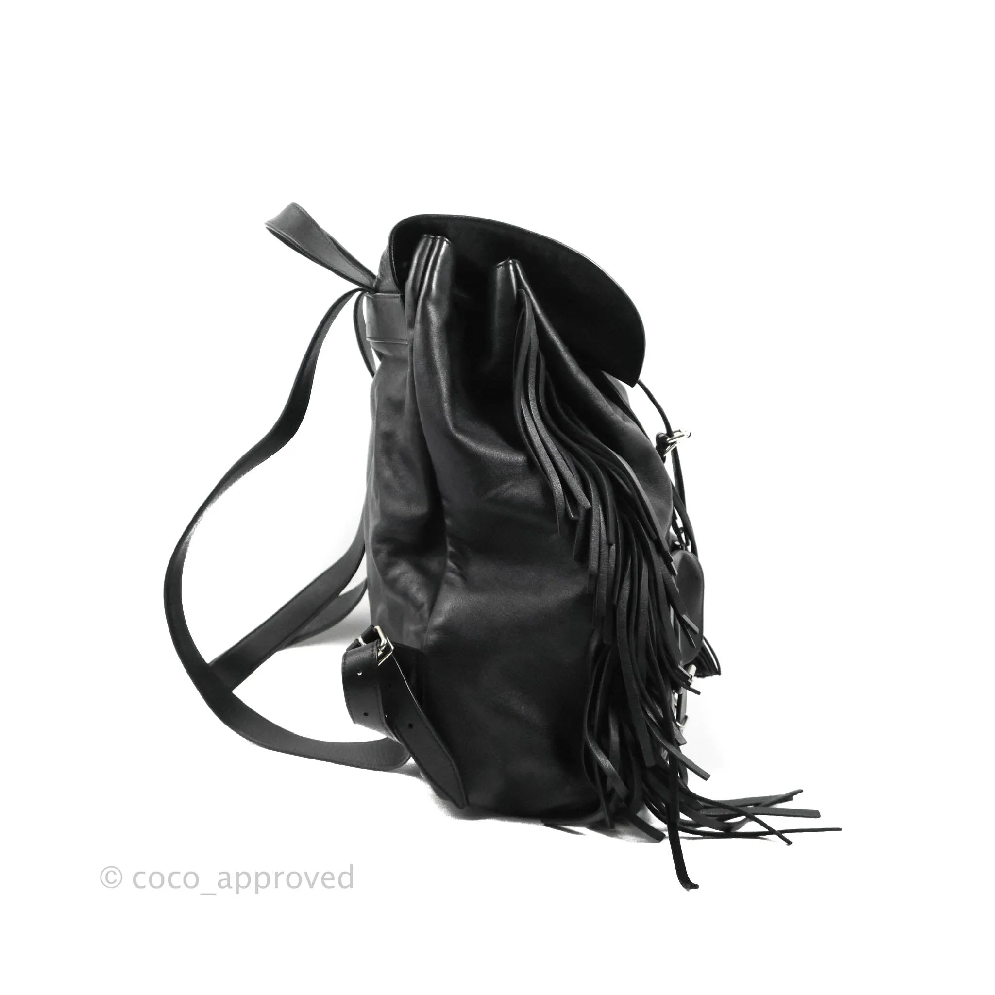 Saint Laurent Festival Fringe Backpack Black Calfskin