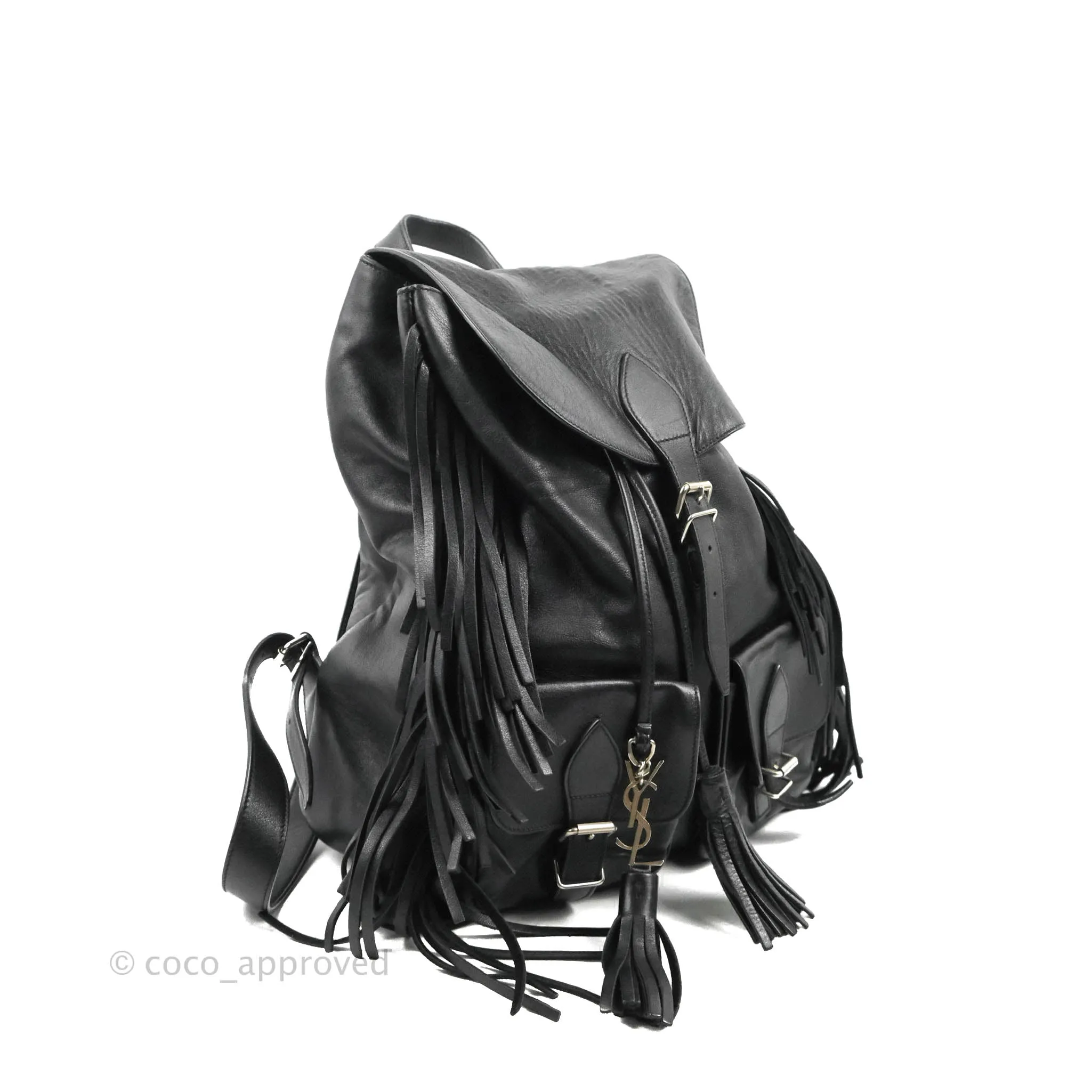 Saint Laurent Festival Fringe Backpack Black Calfskin