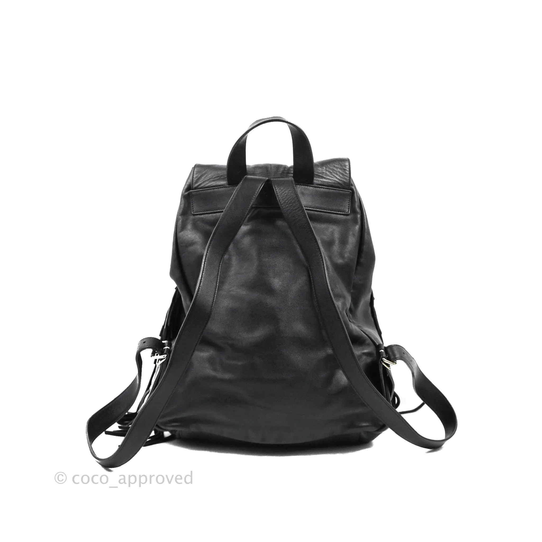 Saint Laurent Festival Fringe Backpack Black Calfskin
