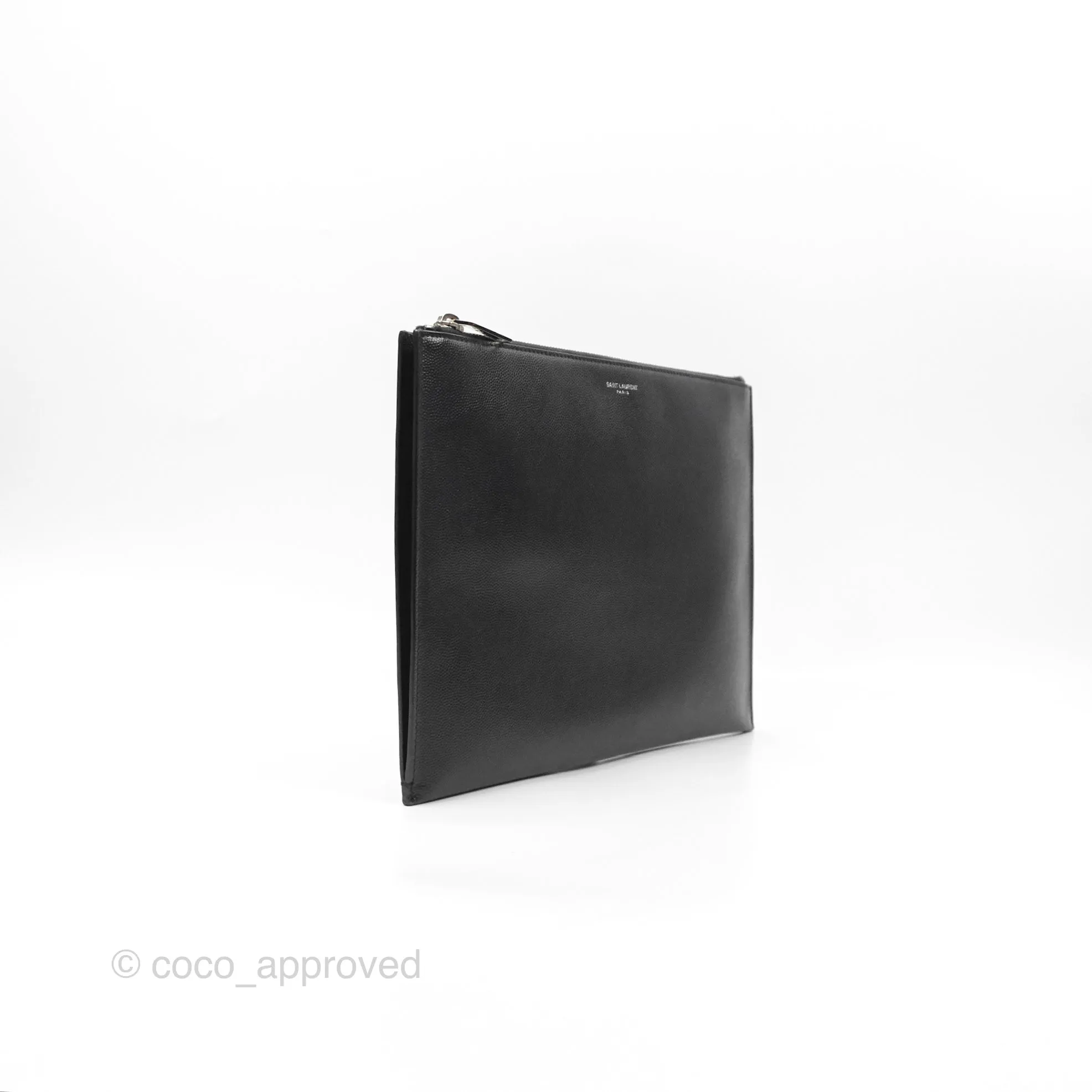 Saint Laurent Grain De Poudre Zipped Tablet Holder Black