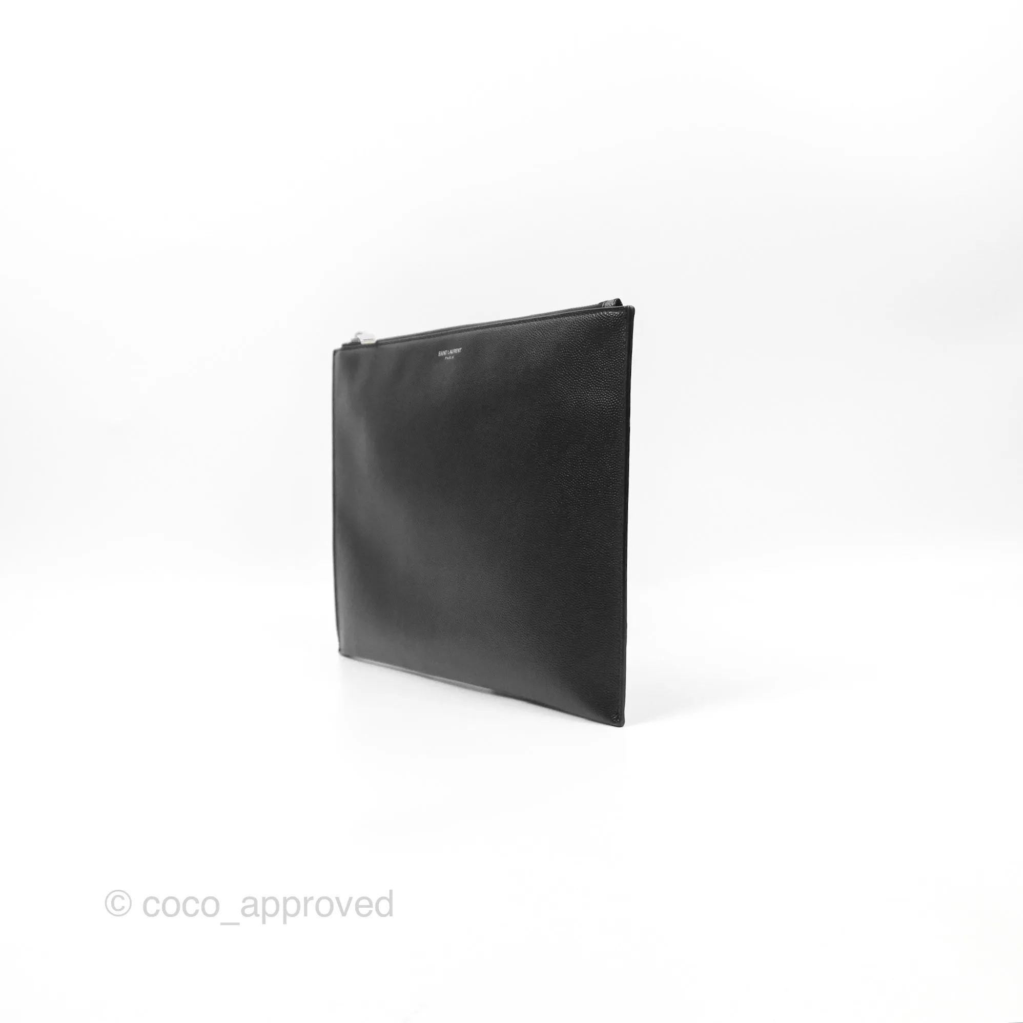 Saint Laurent Grain De Poudre Zipped Tablet Holder Black