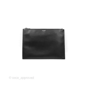 Saint Laurent Grain De Poudre Zipped Tablet Holder Black
