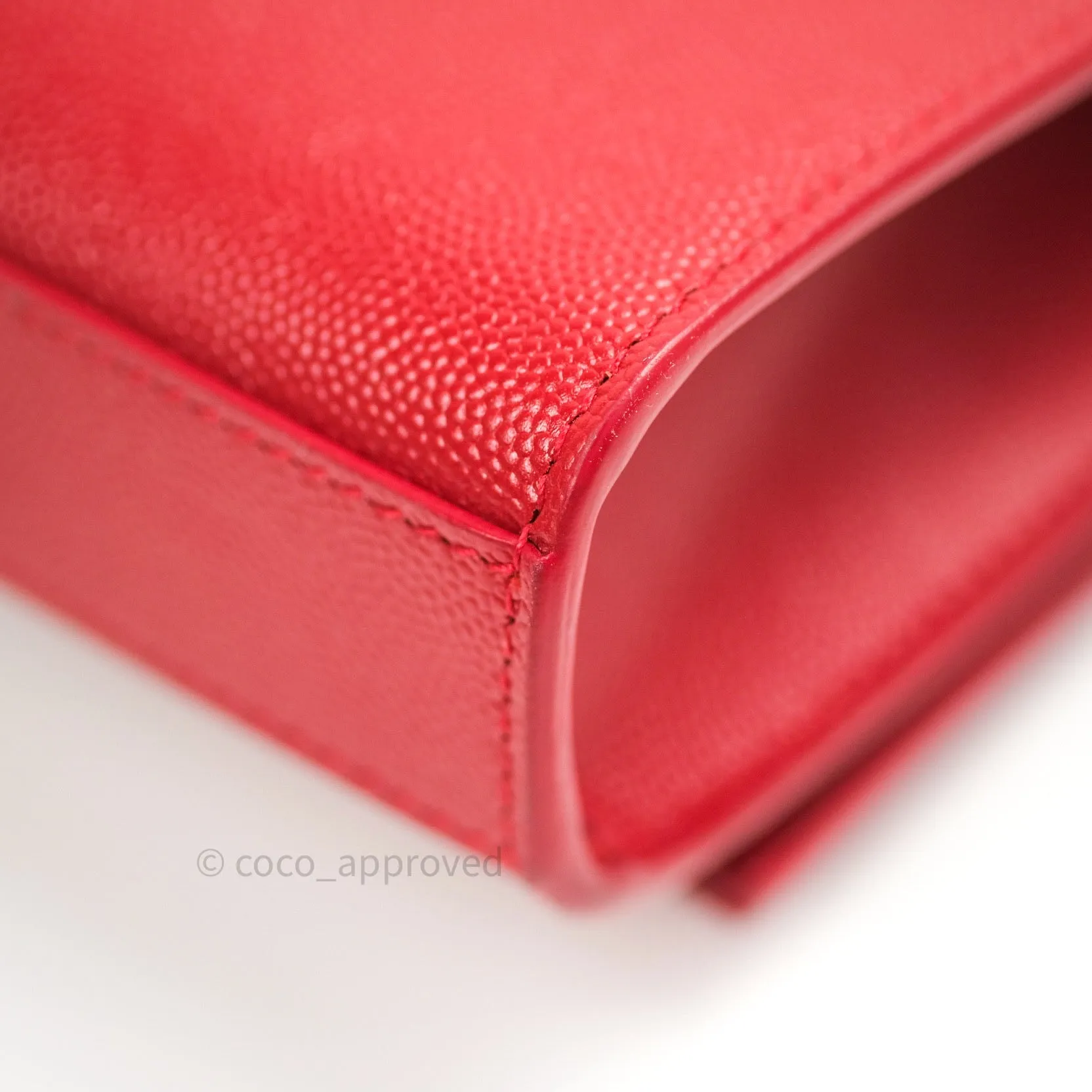 Saint Laurent Grained Calfskin Small Classic Monogram Kate Tassel Satchel Red