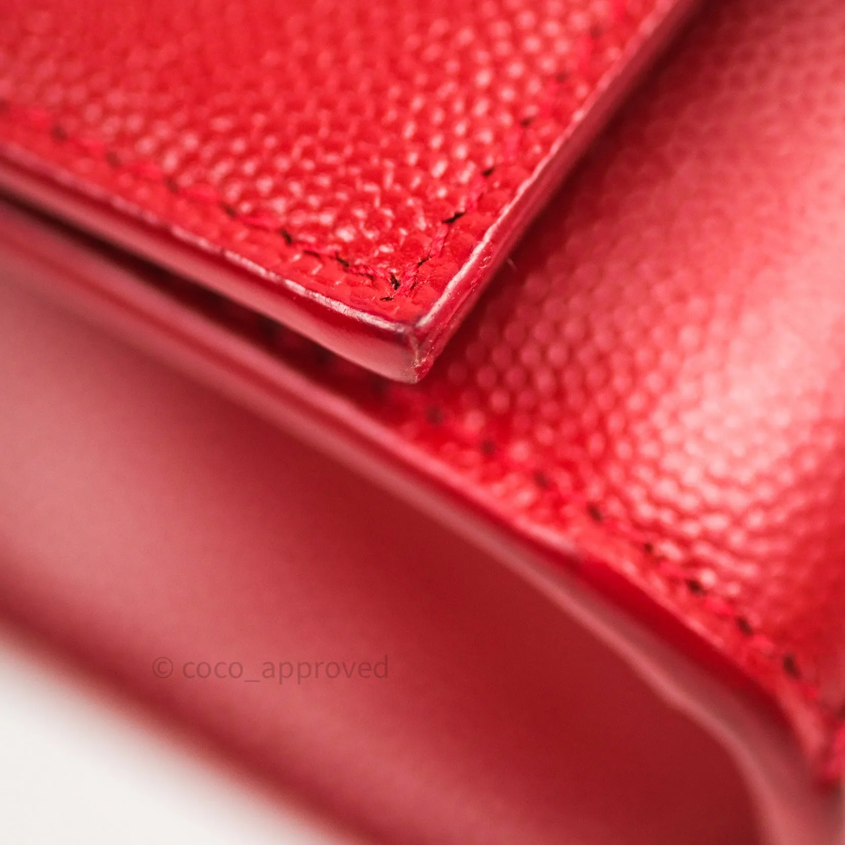Saint Laurent Grained Calfskin Small Classic Monogram Kate Tassel Satchel Red