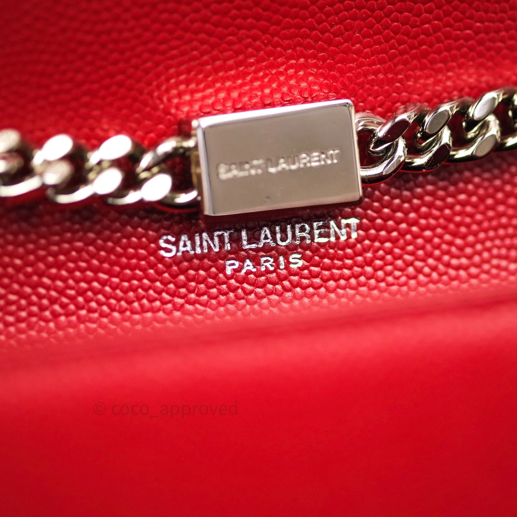 Saint Laurent Grained Calfskin Small Classic Monogram Kate Tassel Satchel Red