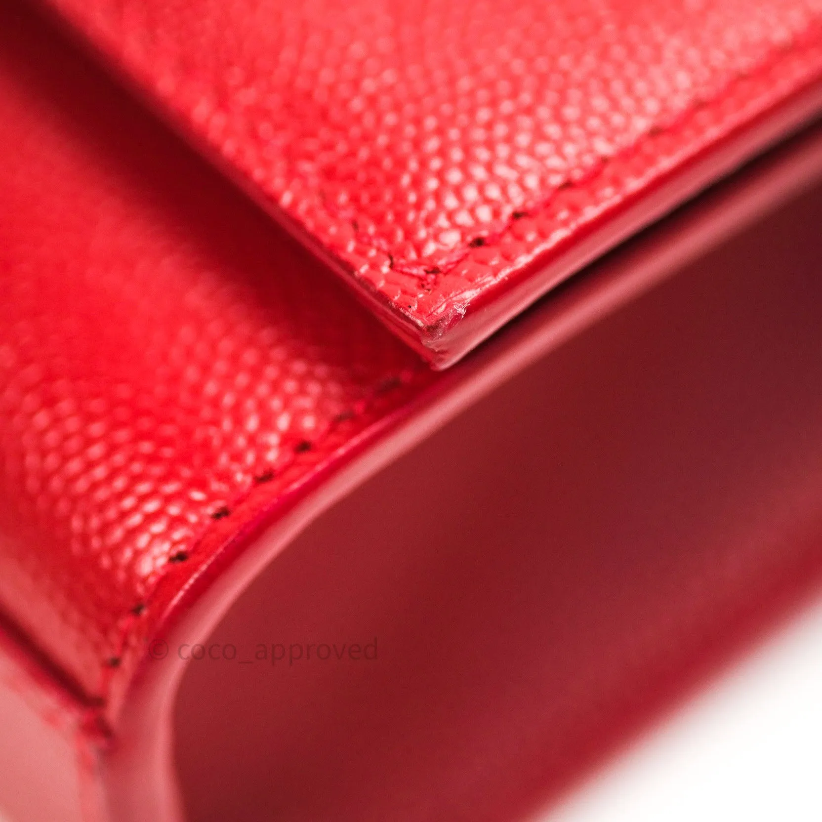 Saint Laurent Grained Calfskin Small Classic Monogram Kate Tassel Satchel Red