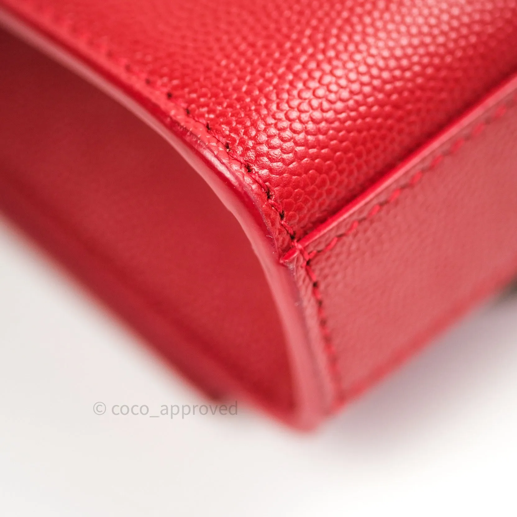 Saint Laurent Grained Calfskin Small Classic Monogram Kate Tassel Satchel Red