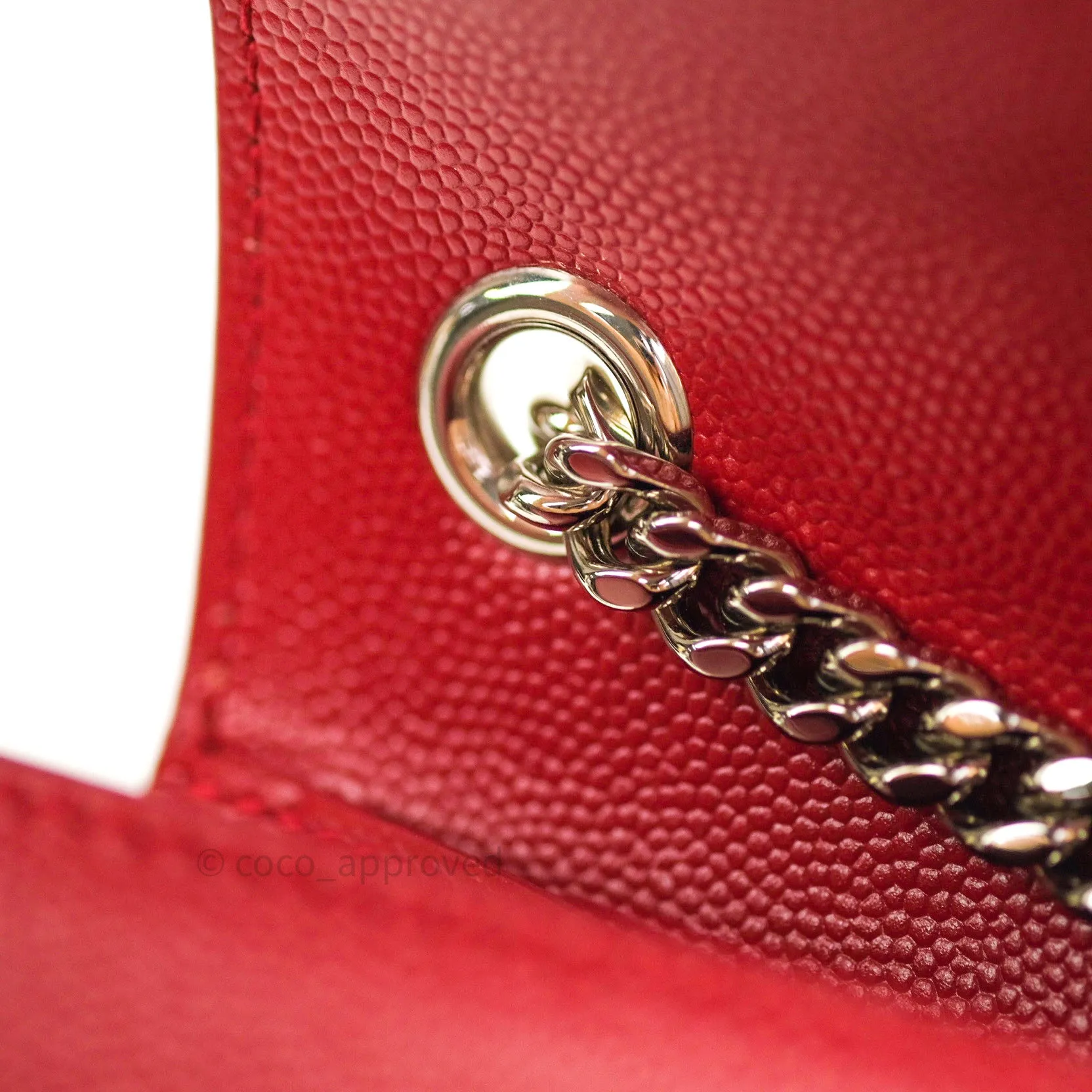 Saint Laurent Grained Calfskin Small Classic Monogram Kate Tassel Satchel Red