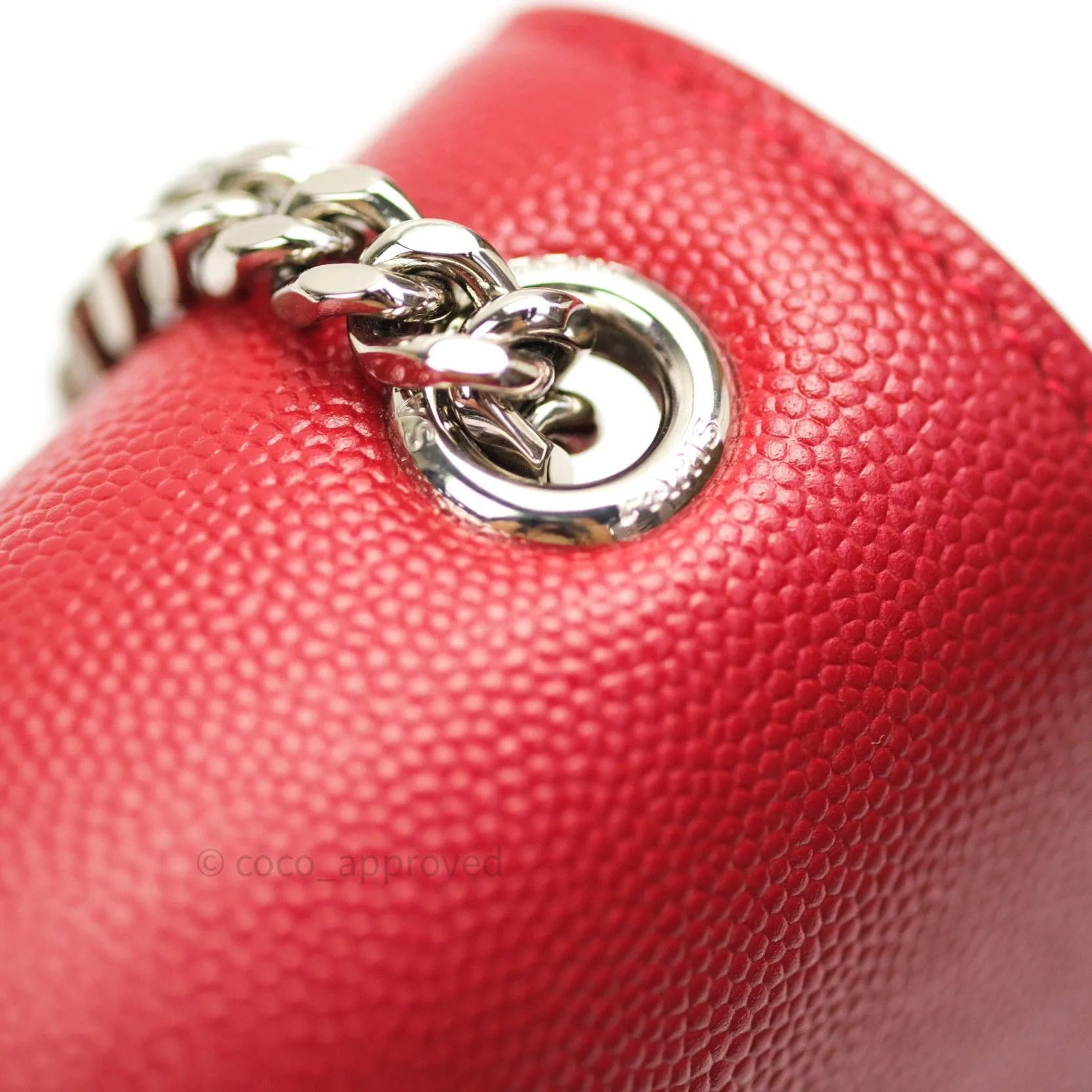 Saint Laurent Grained Calfskin Small Classic Monogram Kate Tassel Satchel Red