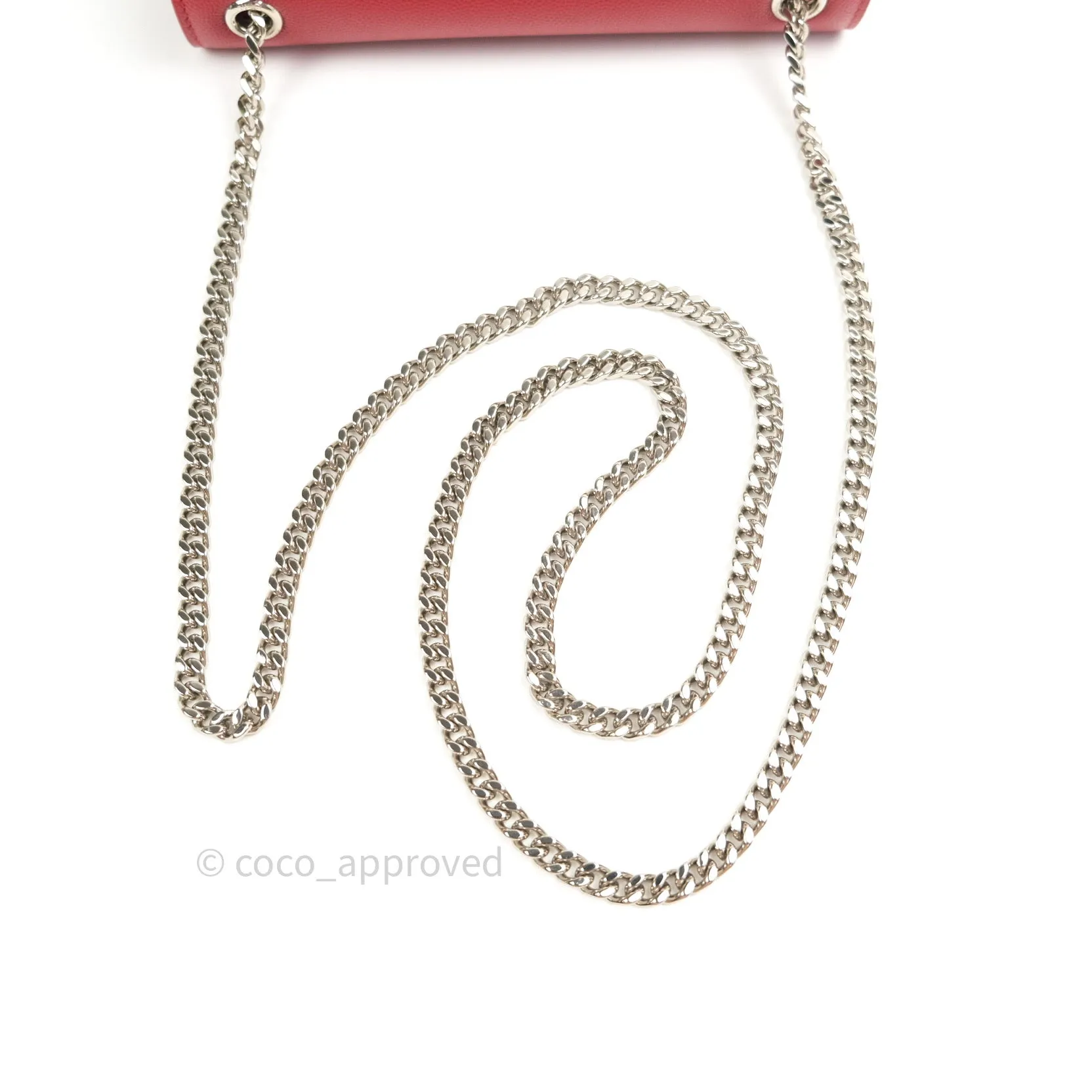 Saint Laurent Grained Calfskin Small Classic Monogram Kate Tassel Satchel Red