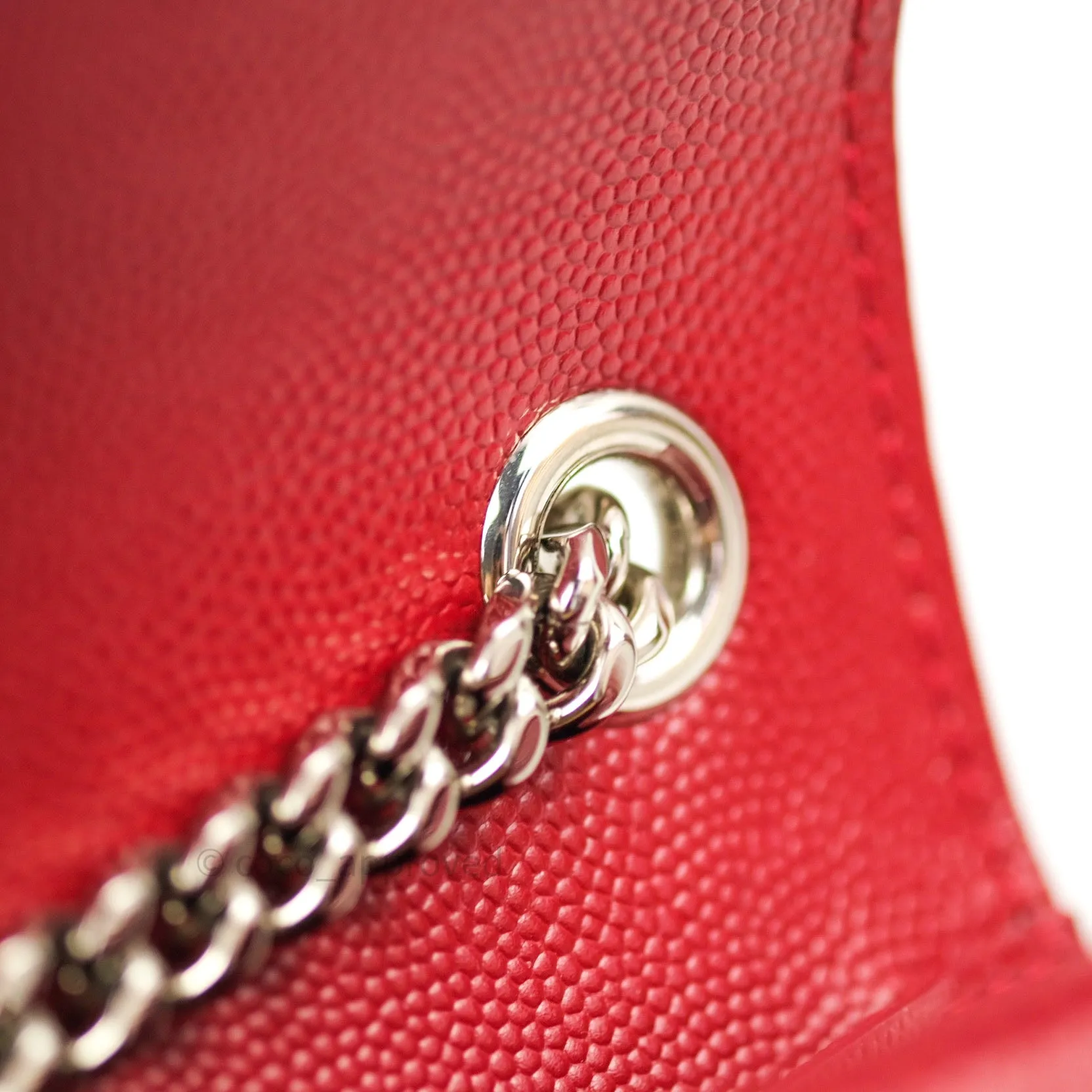 Saint Laurent Grained Calfskin Small Classic Monogram Kate Tassel Satchel Red