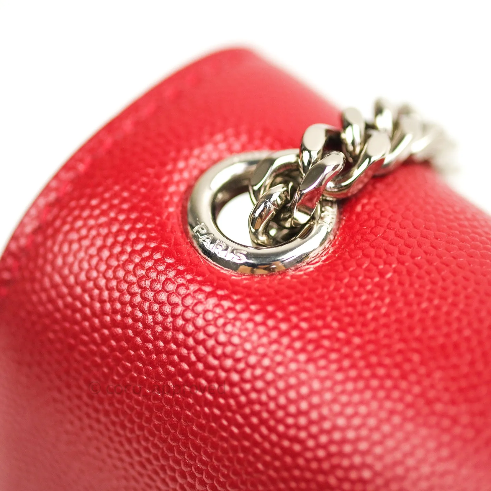 Saint Laurent Grained Calfskin Small Classic Monogram Kate Tassel Satchel Red