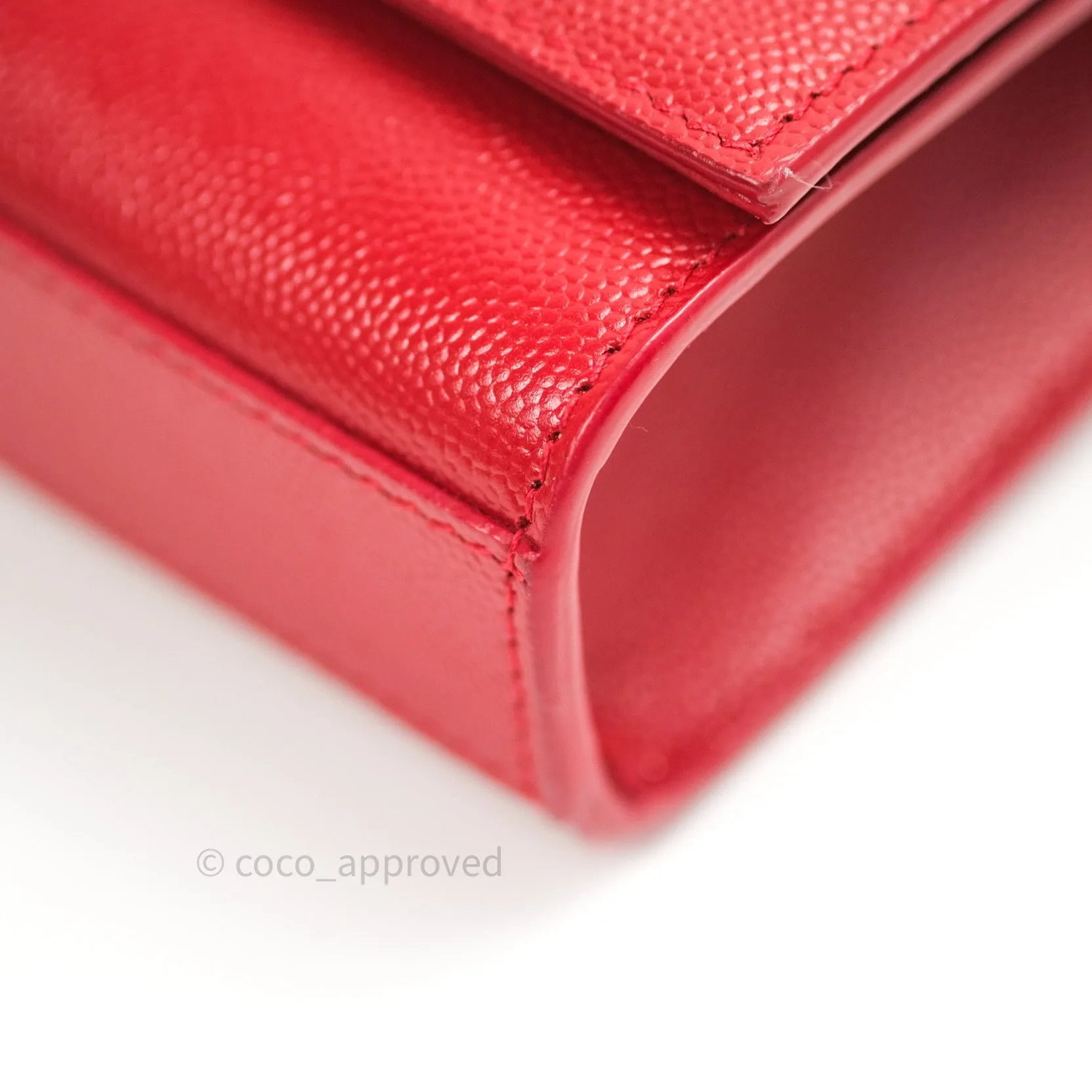 Saint Laurent Grained Calfskin Small Classic Monogram Kate Tassel Satchel Red
