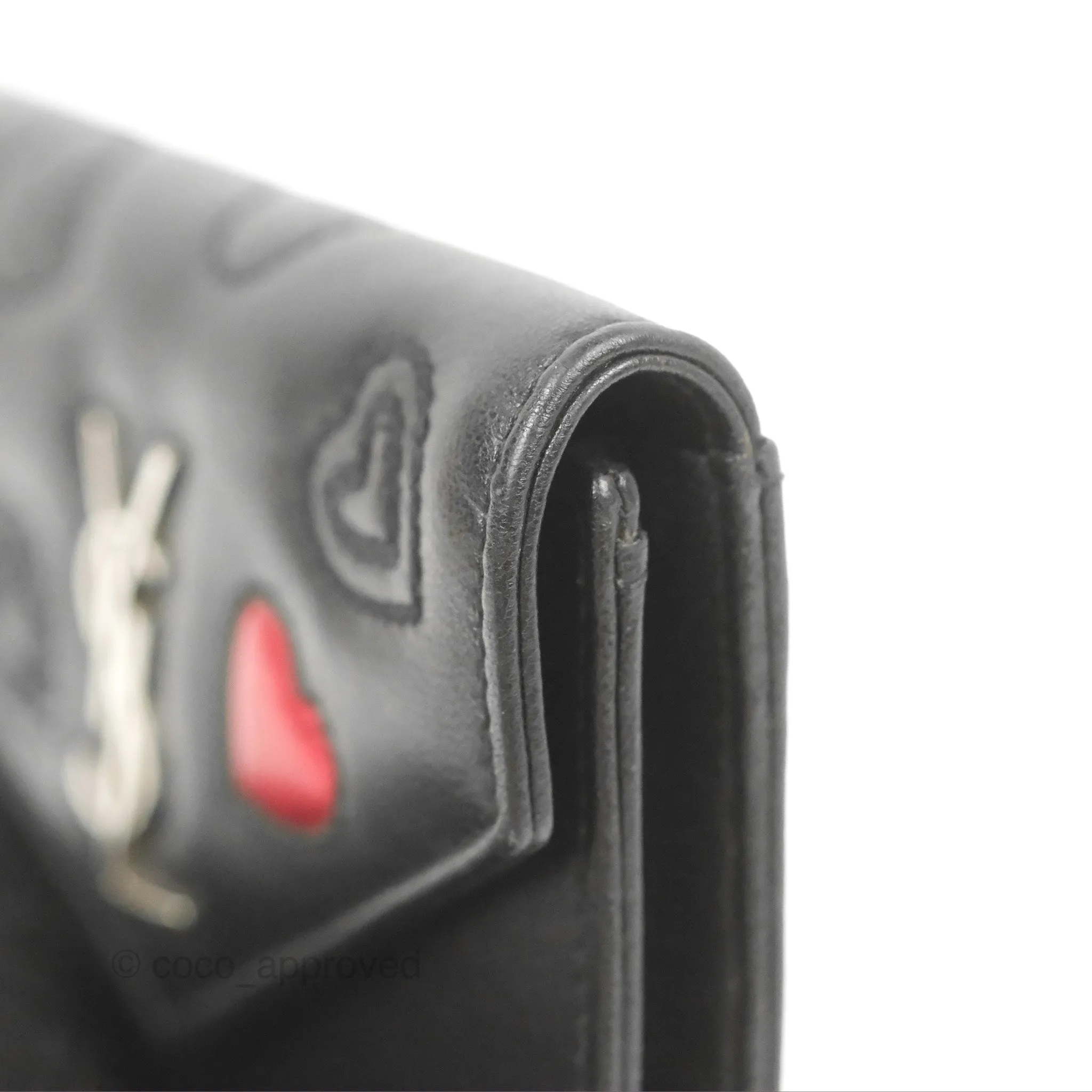 Saint Laurent Heart Flap Card Holder Wallet Black