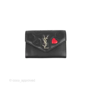 Saint Laurent Heart Flap Card Holder Wallet Black