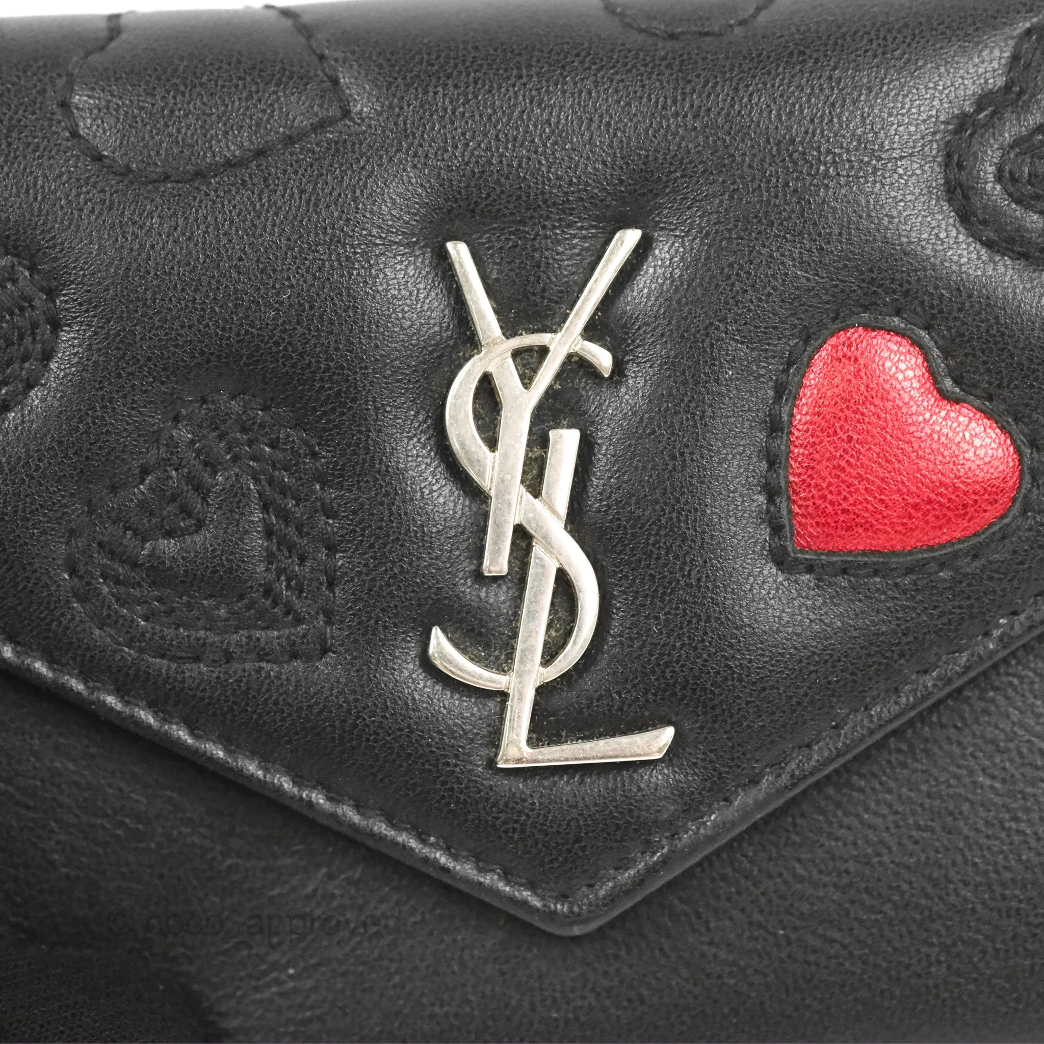 Saint Laurent Heart Flap Card Holder Wallet Black