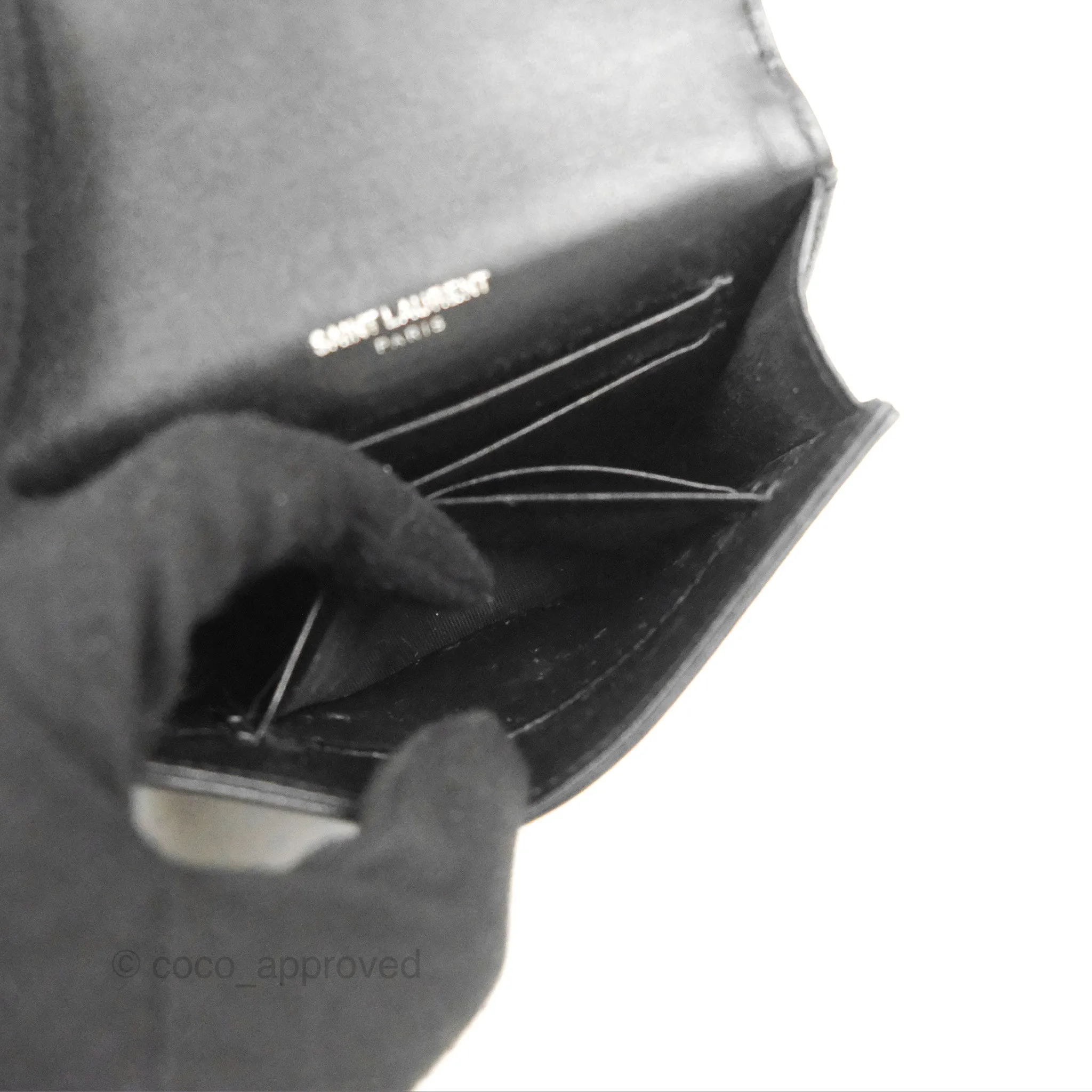 Saint Laurent Heart Flap Card Holder Wallet Black