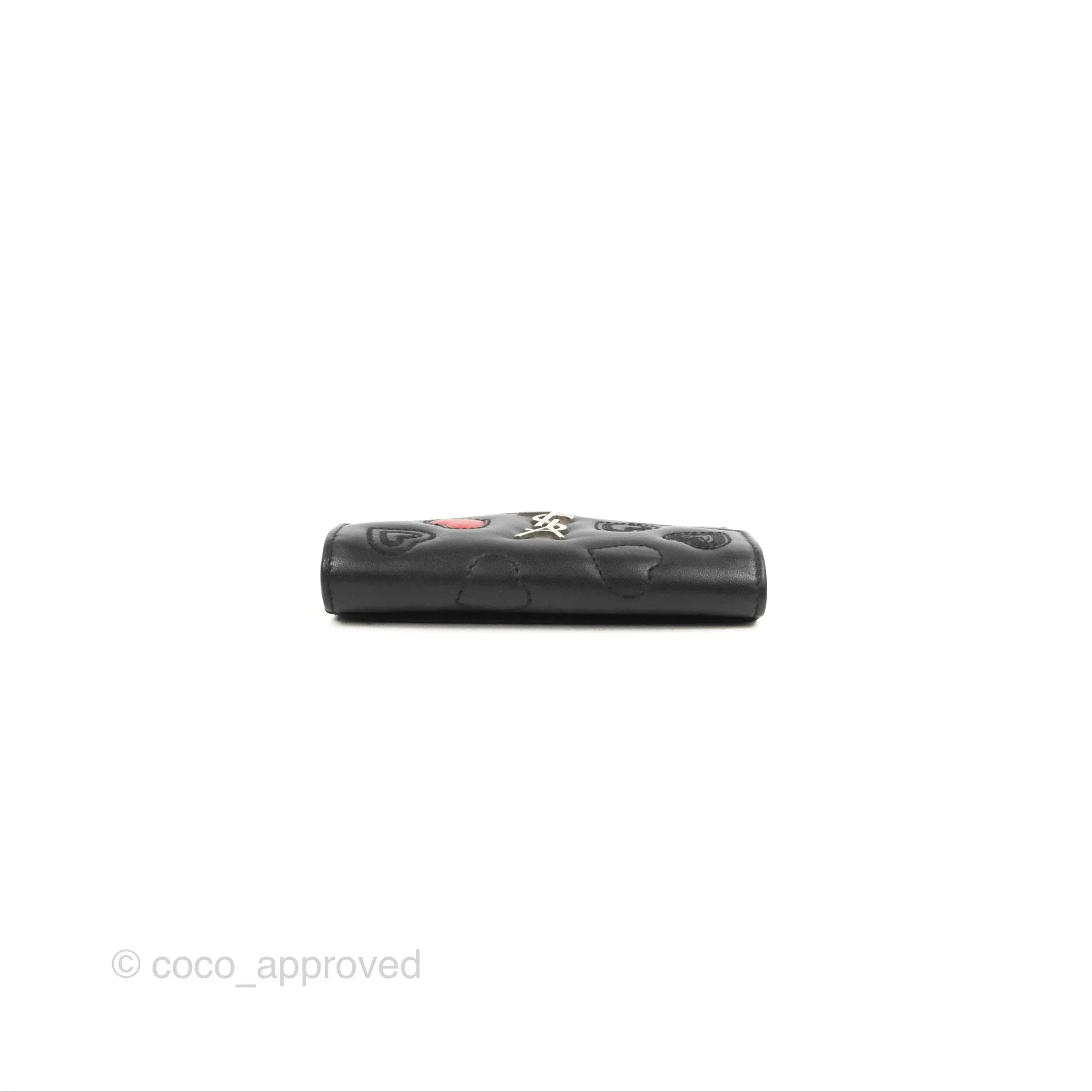 Saint Laurent Heart Flap Card Holder Wallet Black