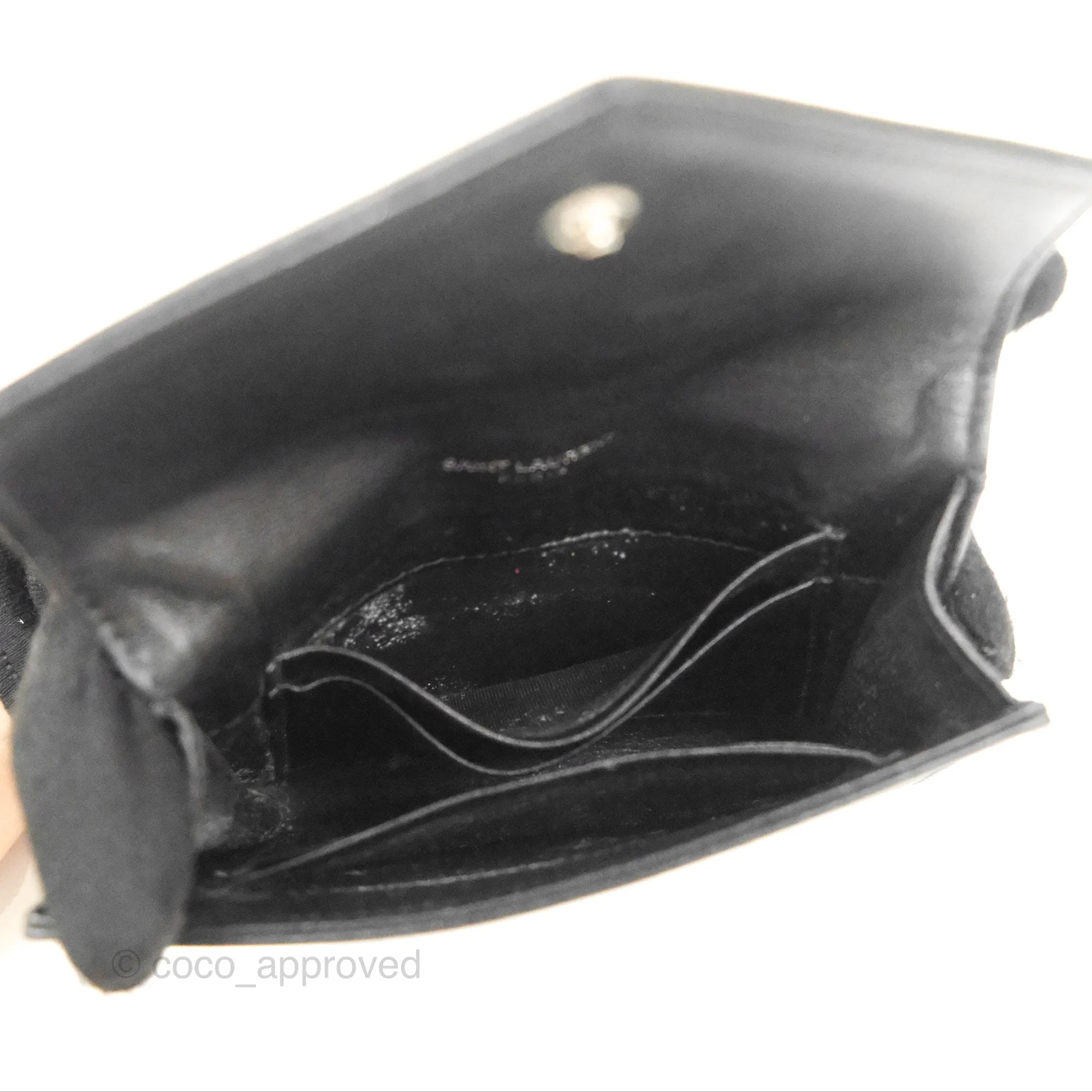 Saint Laurent Heart Flap Card Holder Wallet Black