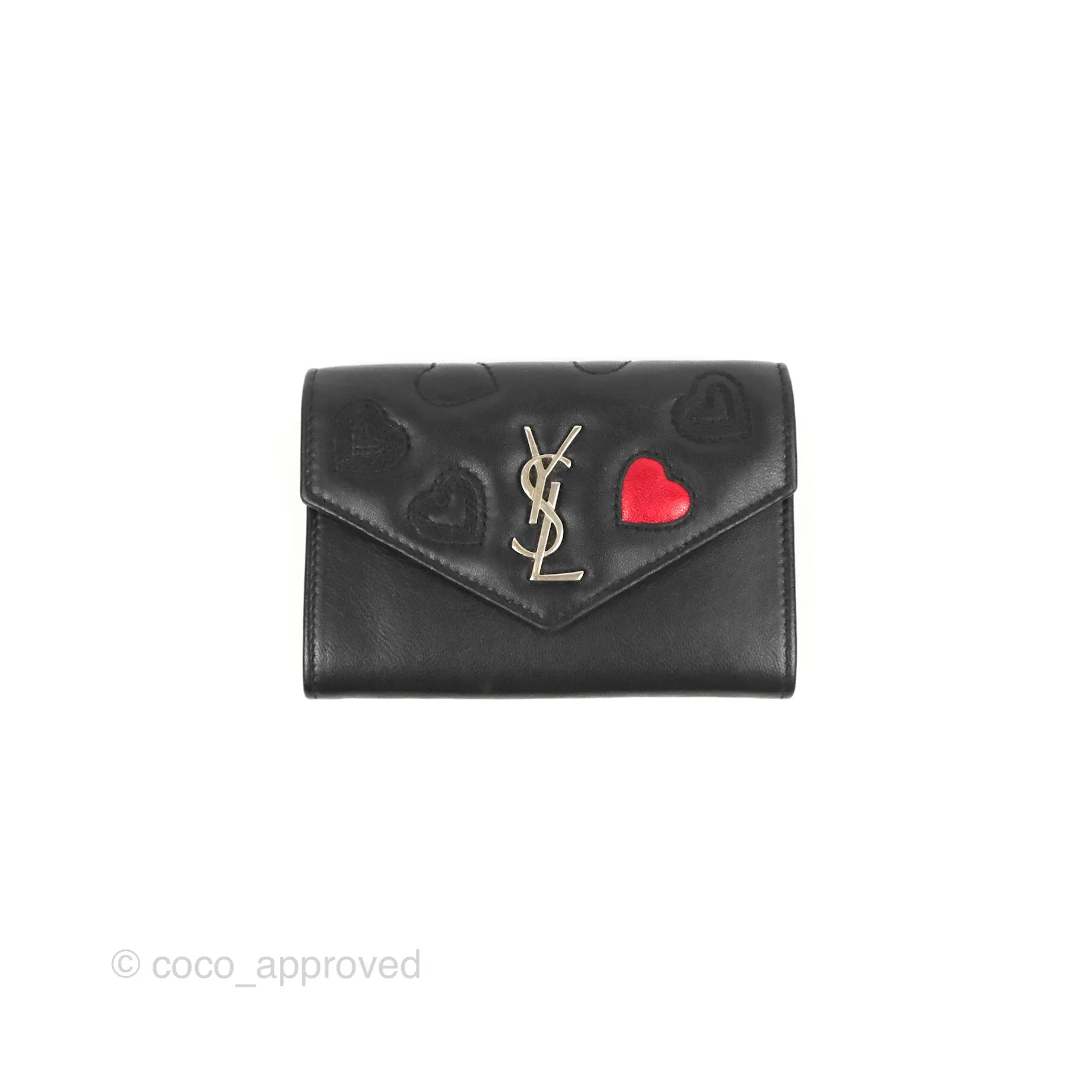 Saint Laurent Heart Flap Card Holder Wallet Black