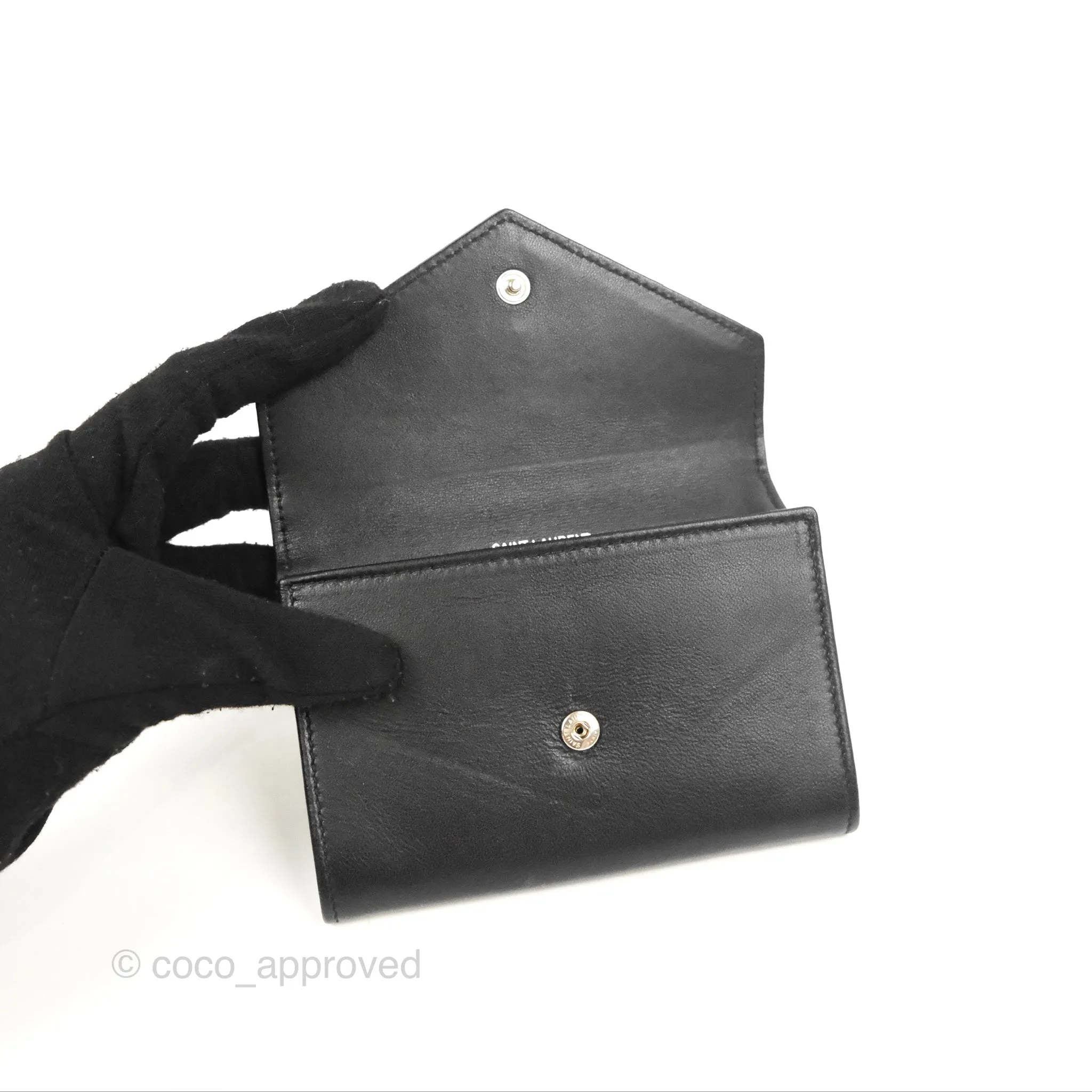 Saint Laurent Heart Flap Card Holder Wallet Black