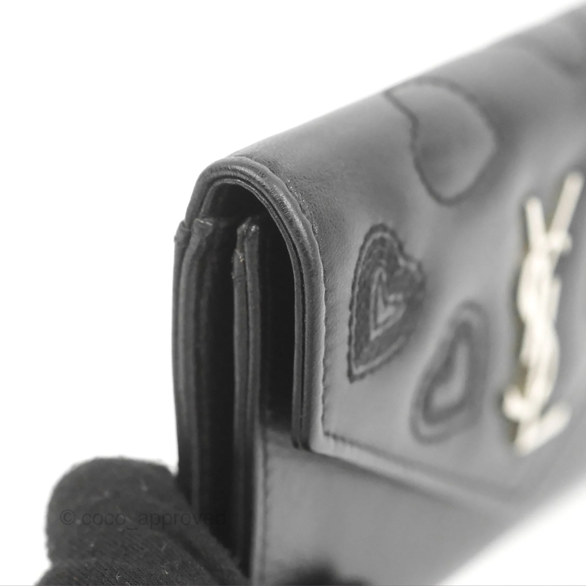 Saint Laurent Heart Flap Card Holder Wallet Black