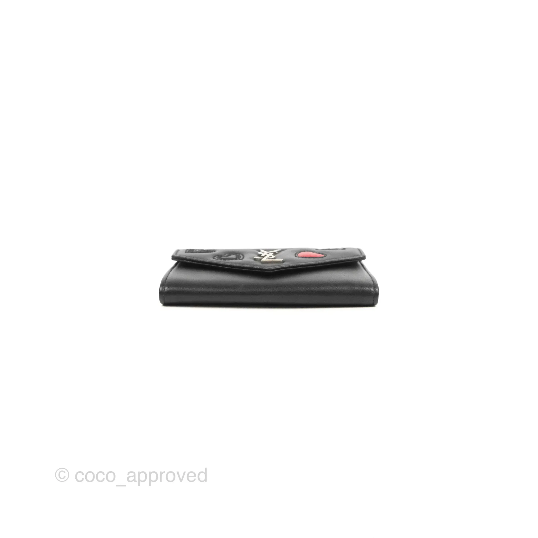 Saint Laurent Heart Flap Card Holder Wallet Black