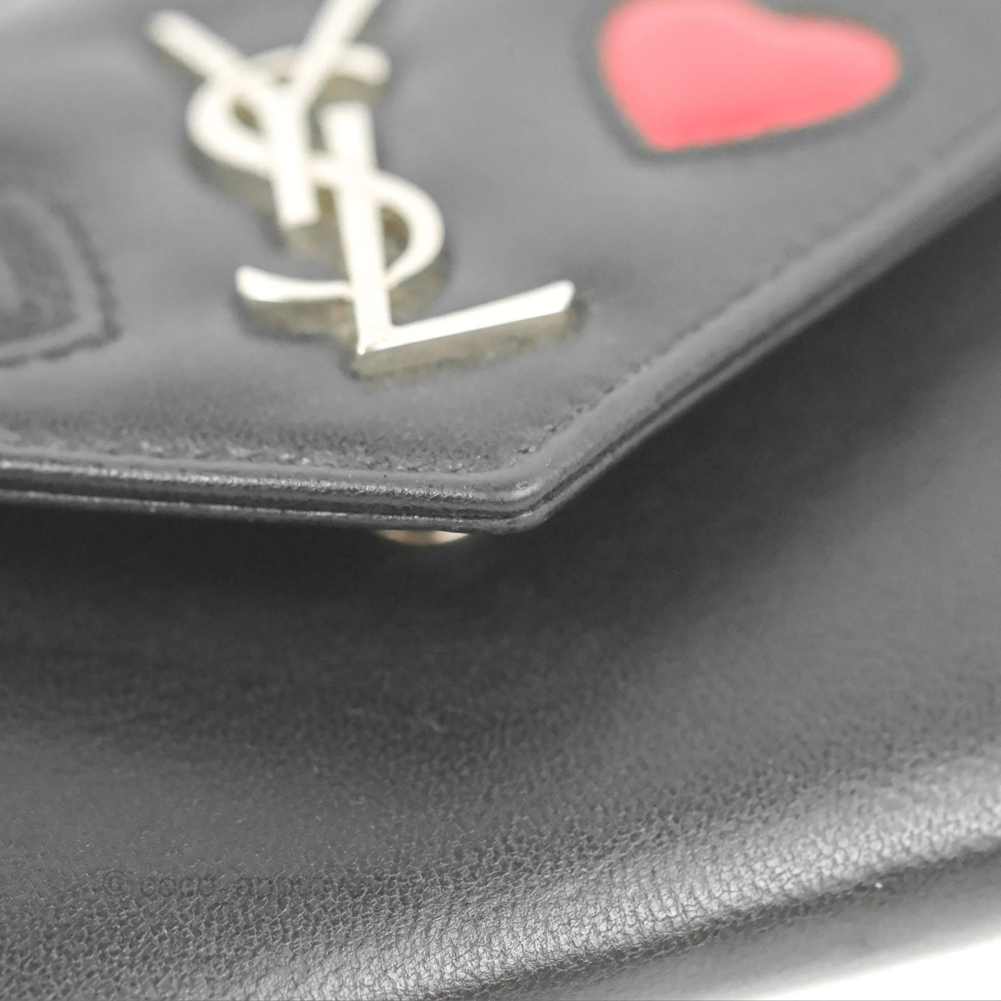 Saint Laurent Heart Flap Card Holder Wallet Black