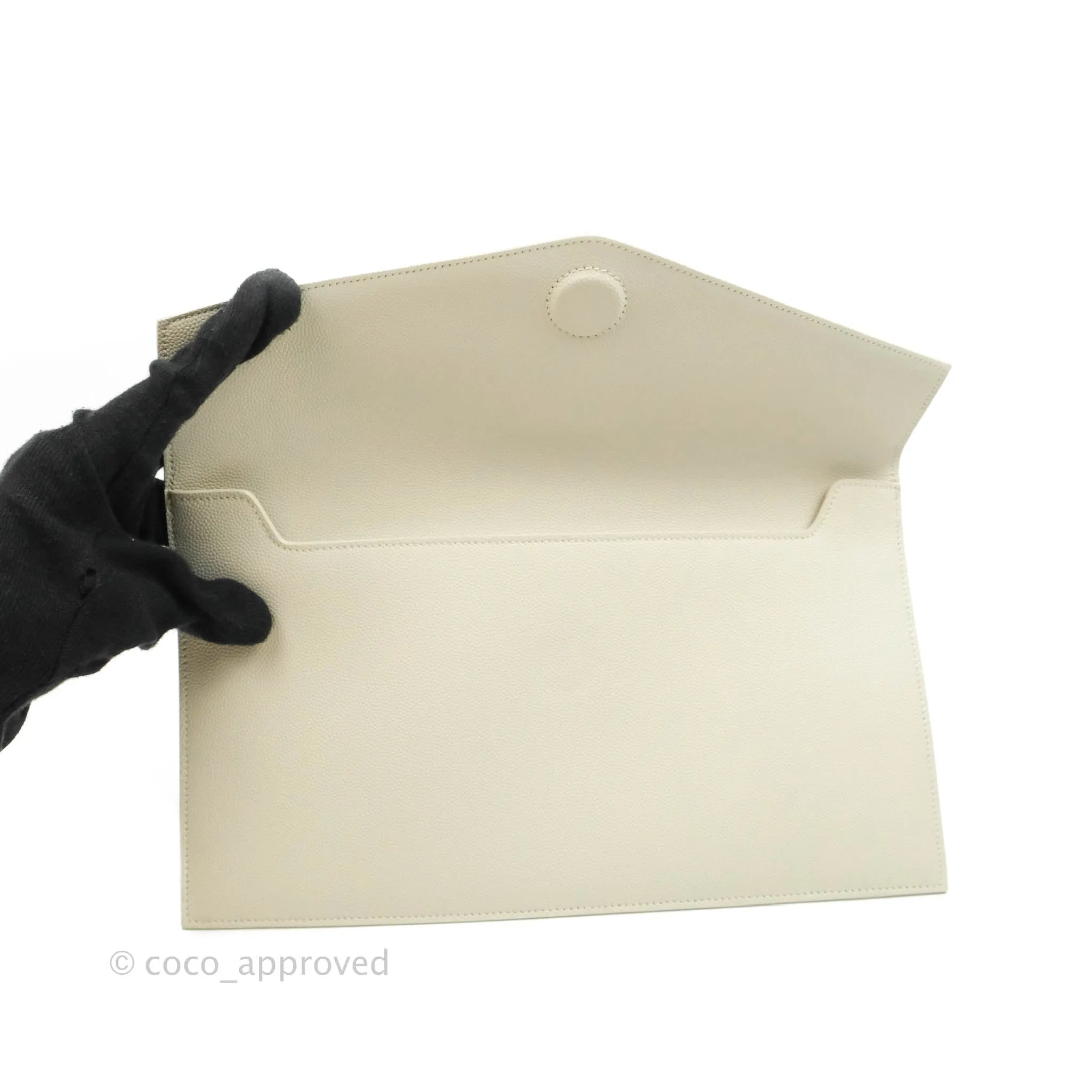 Saint Laurent Ivory Monogram Clutch Bag