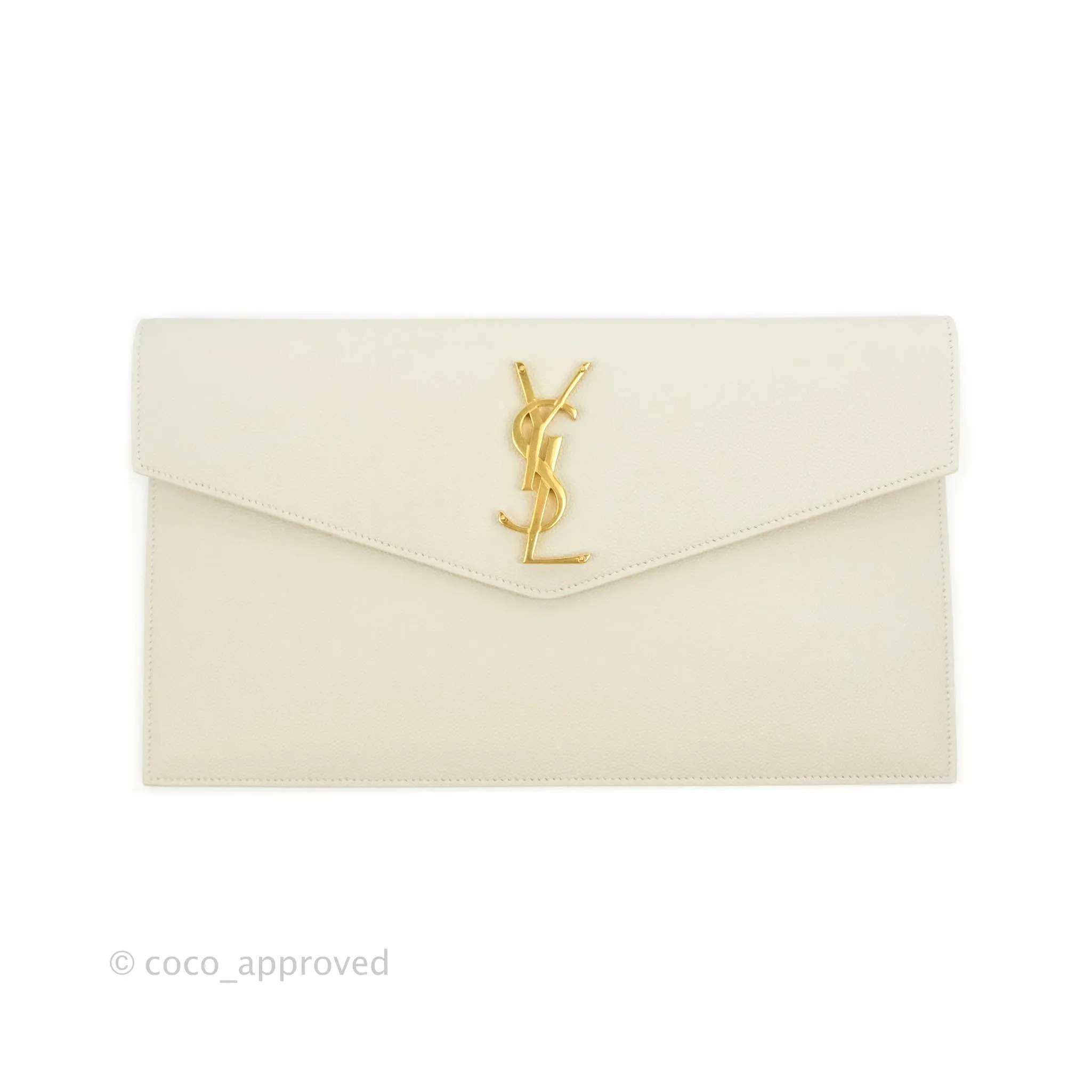 Saint Laurent Ivory Monogram Clutch Bag
