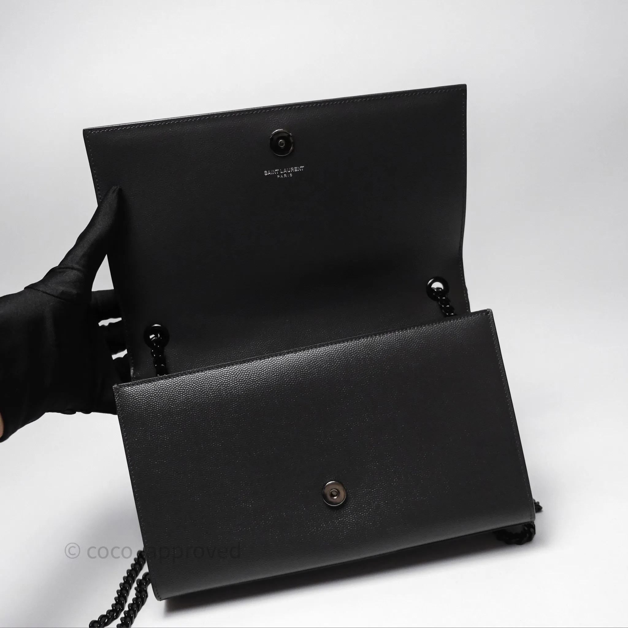 Saint Laurent Kate Medium Grained Leather Shoulder Bag So Black