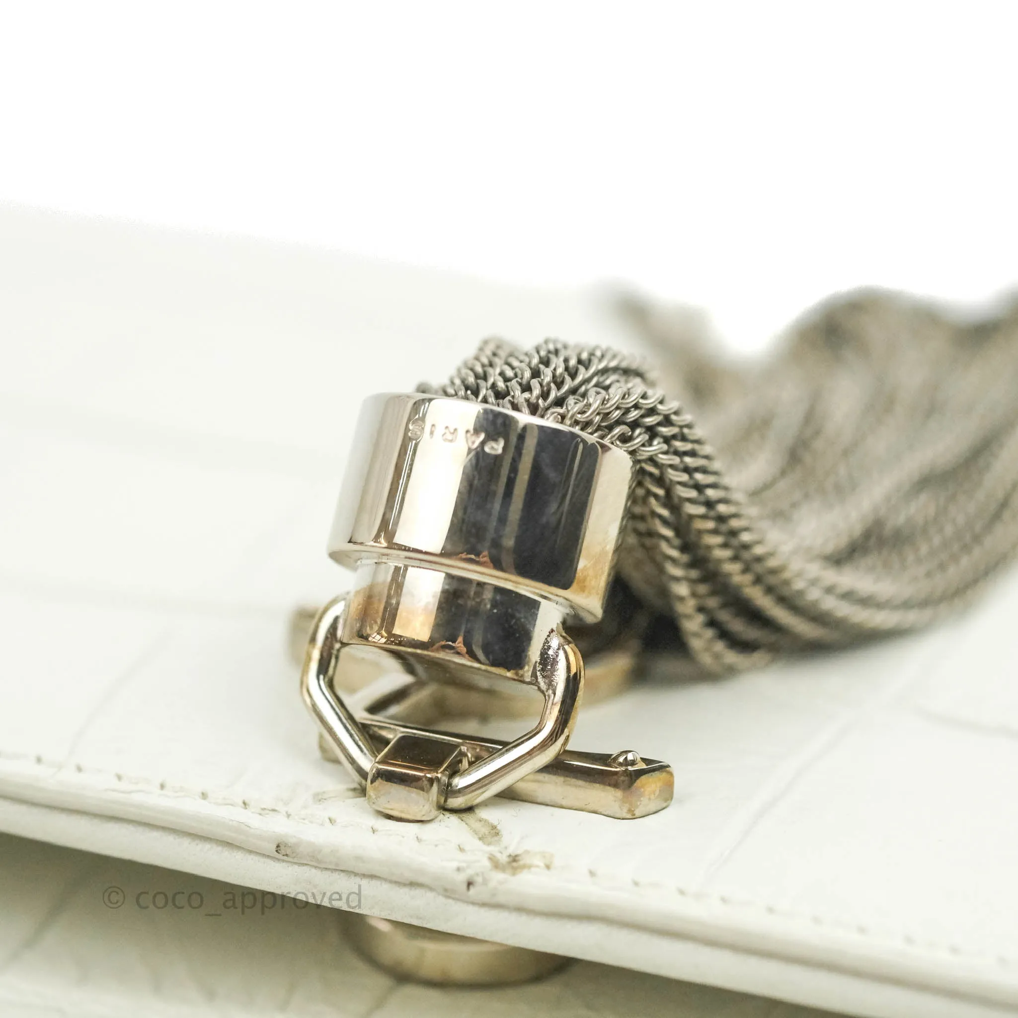 Saint Laurent Kate Tassel WOC White Silver Hardware
