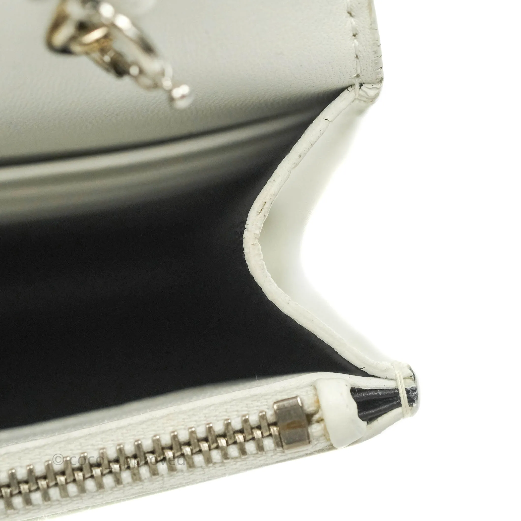Saint Laurent Kate Tassel WOC White Silver Hardware