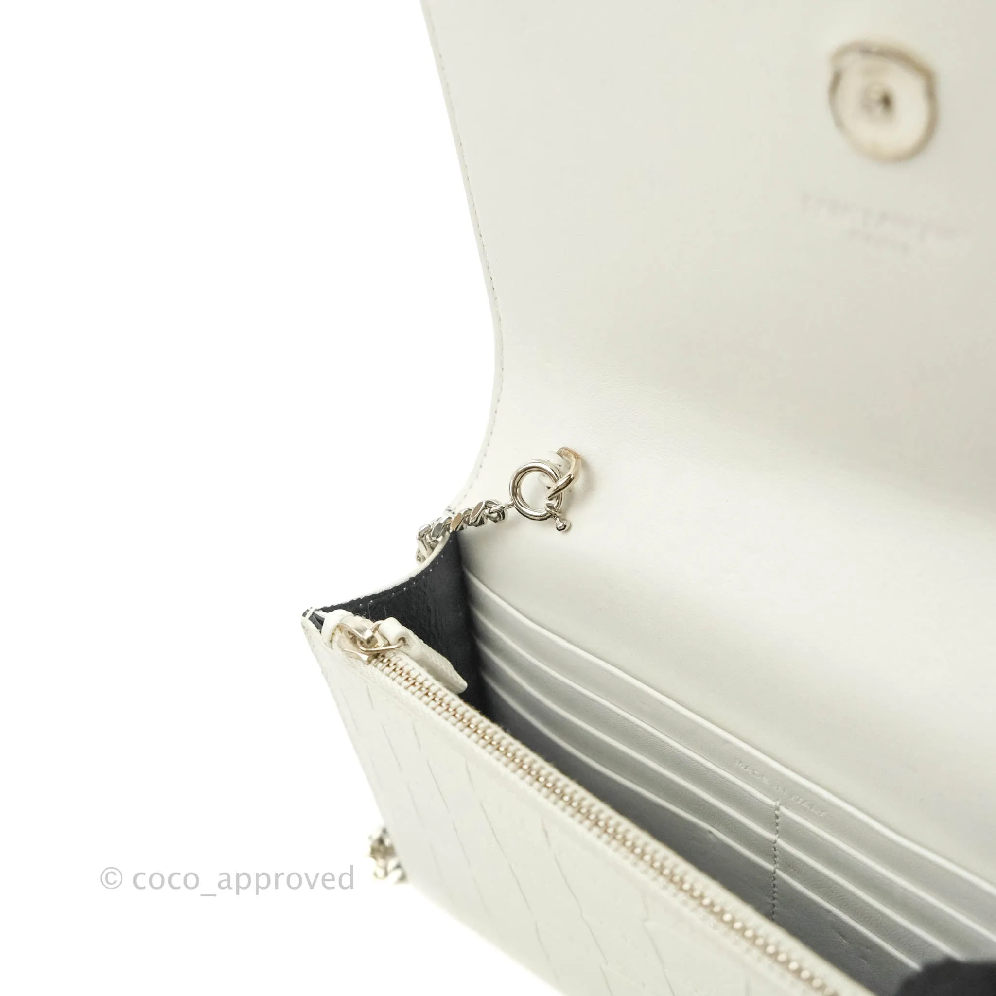 Saint Laurent Kate Tassel WOC White Silver Hardware