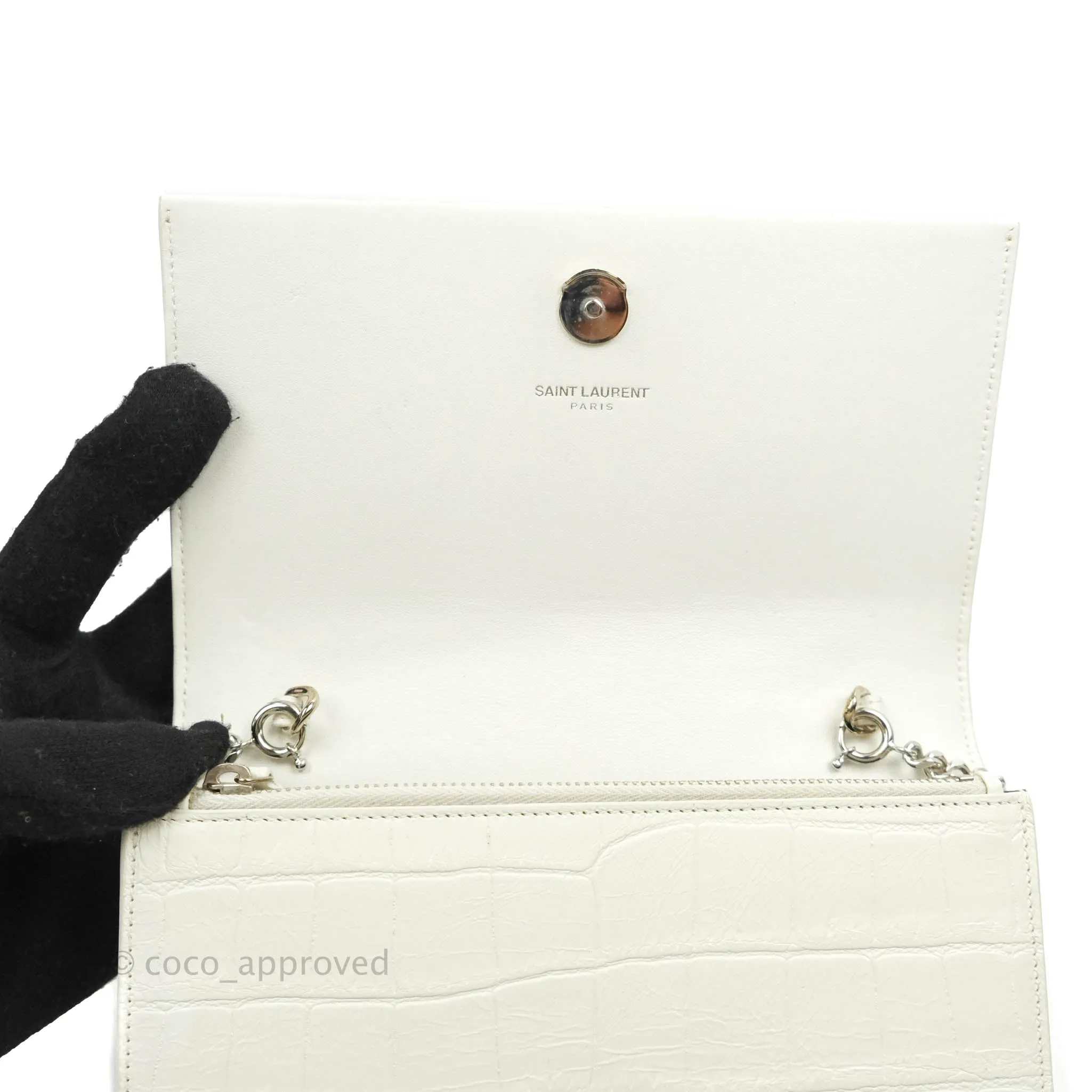 Saint Laurent Kate Tassel WOC White Silver Hardware