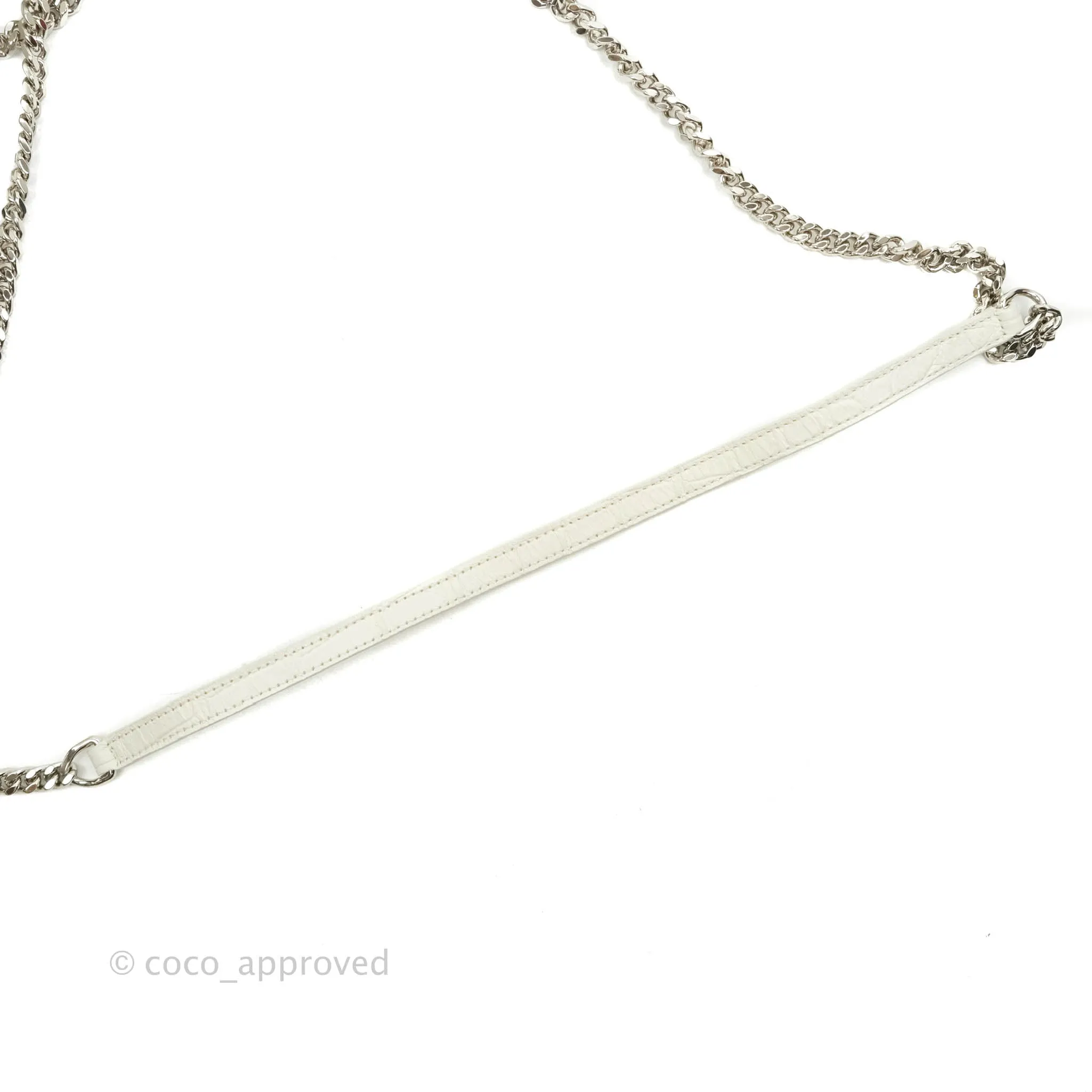 Saint Laurent Kate Tassel WOC White Silver Hardware
