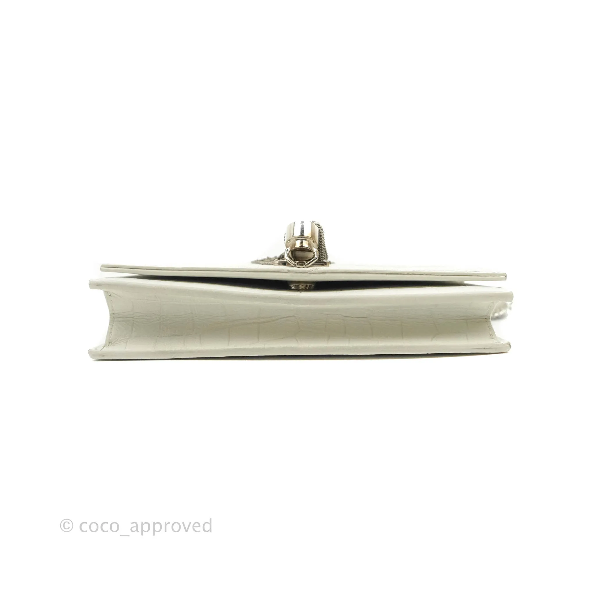 Saint Laurent Kate Tassel WOC White Silver Hardware
