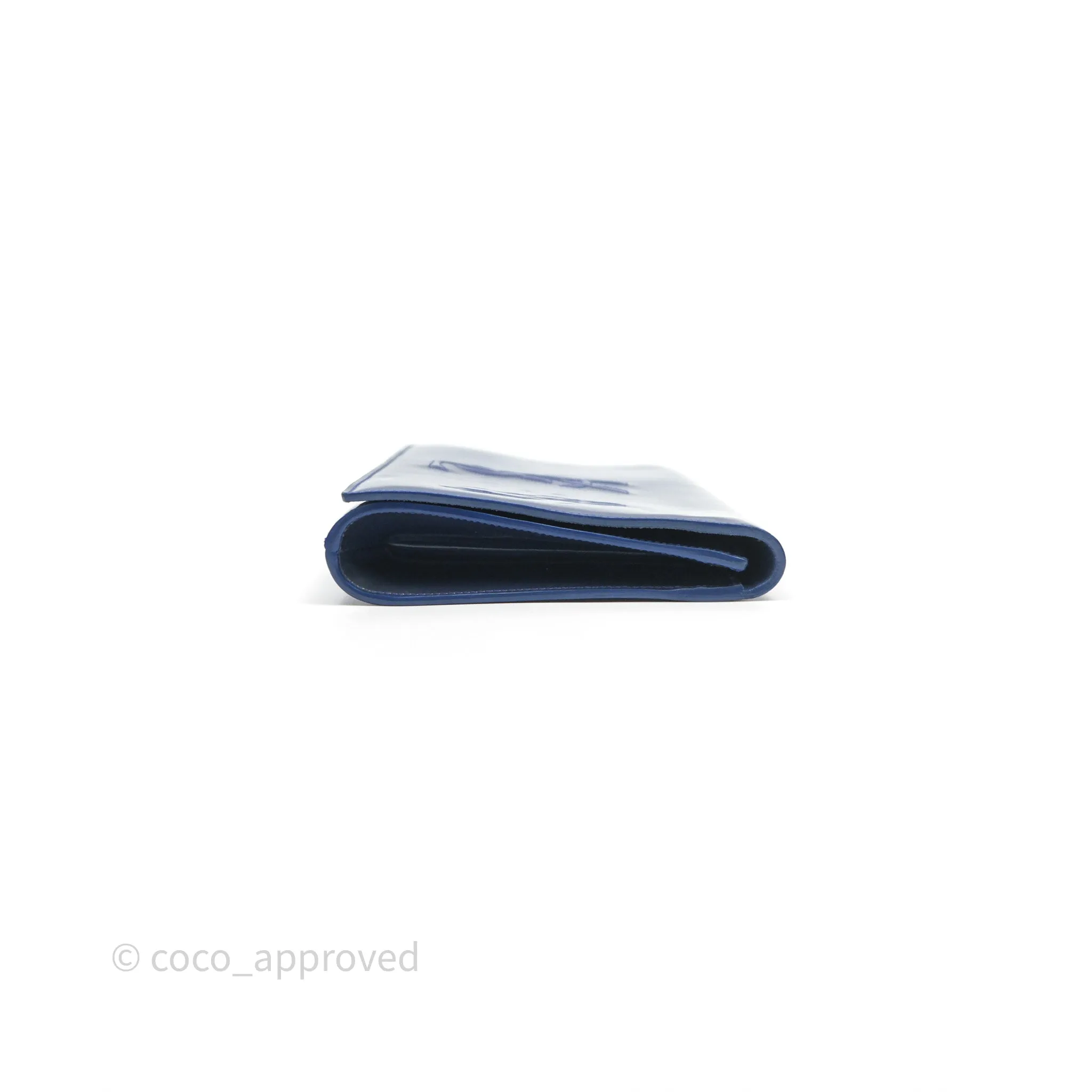 Saint Laurent Large Belle De Jour Clutch Blue Patent