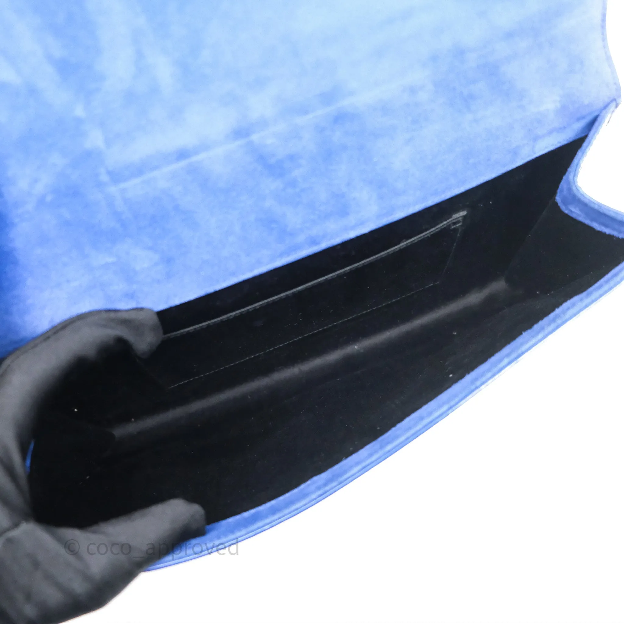 Saint Laurent Large Belle De Jour Clutch Blue Patent