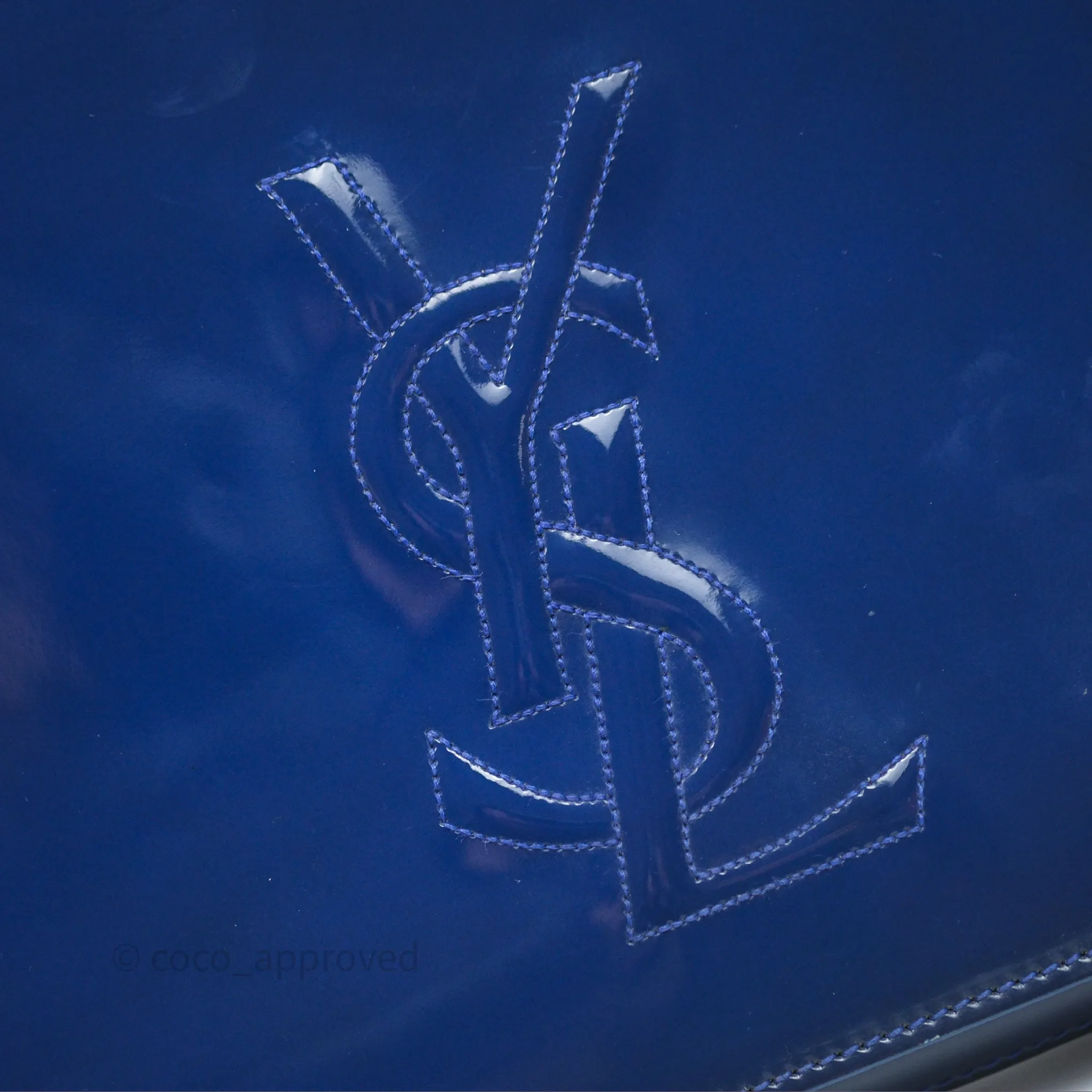 Saint Laurent Large Belle De Jour Clutch Blue Patent