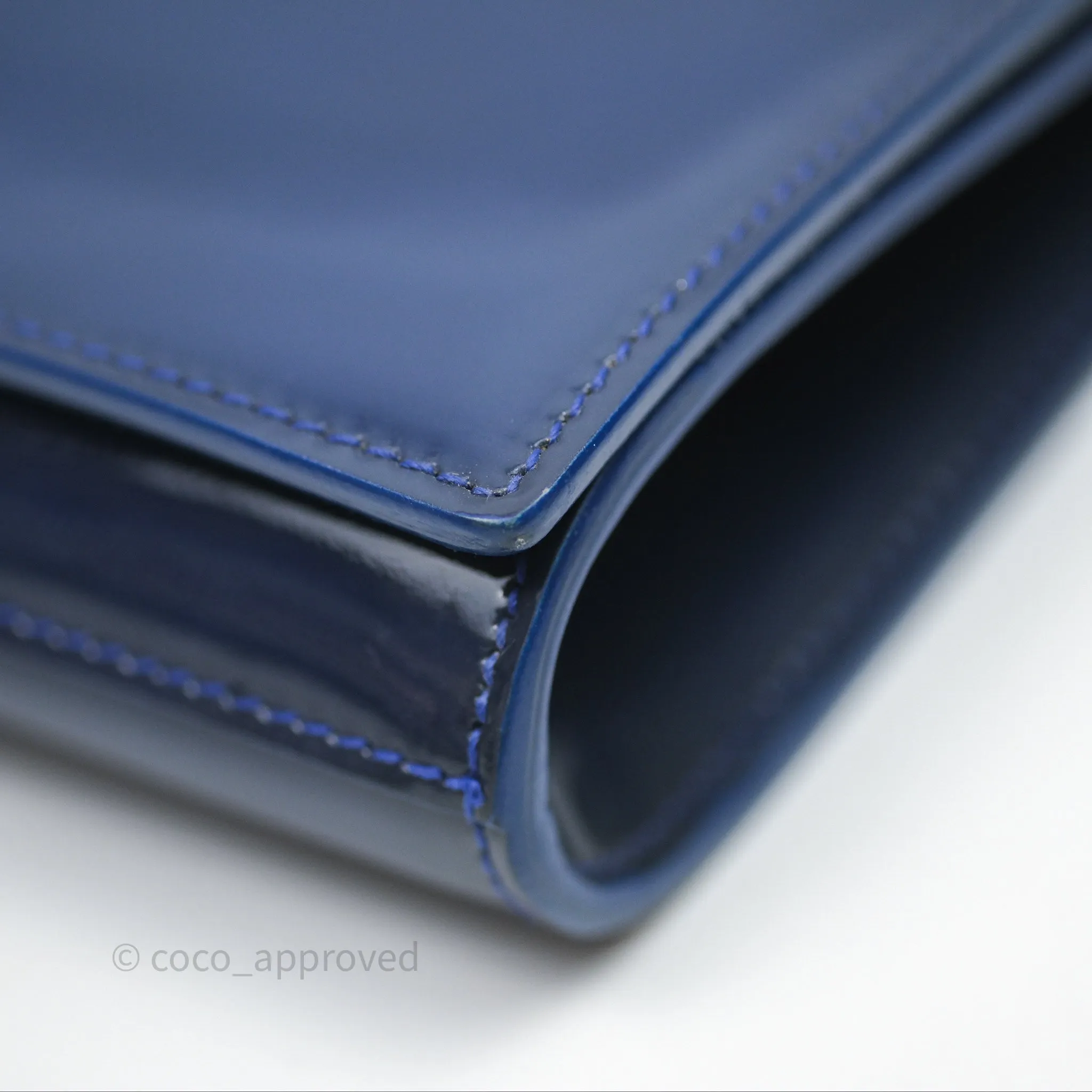 Saint Laurent Large Belle De Jour Clutch Blue Patent