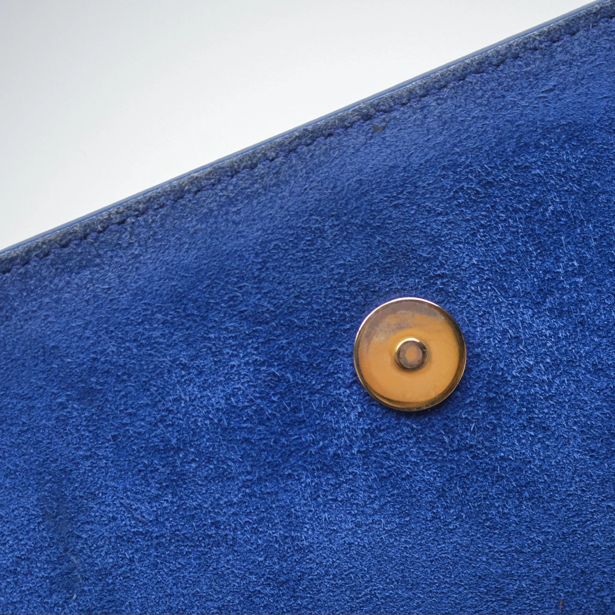 Saint Laurent Large Belle De Jour Clutch Blue Patent