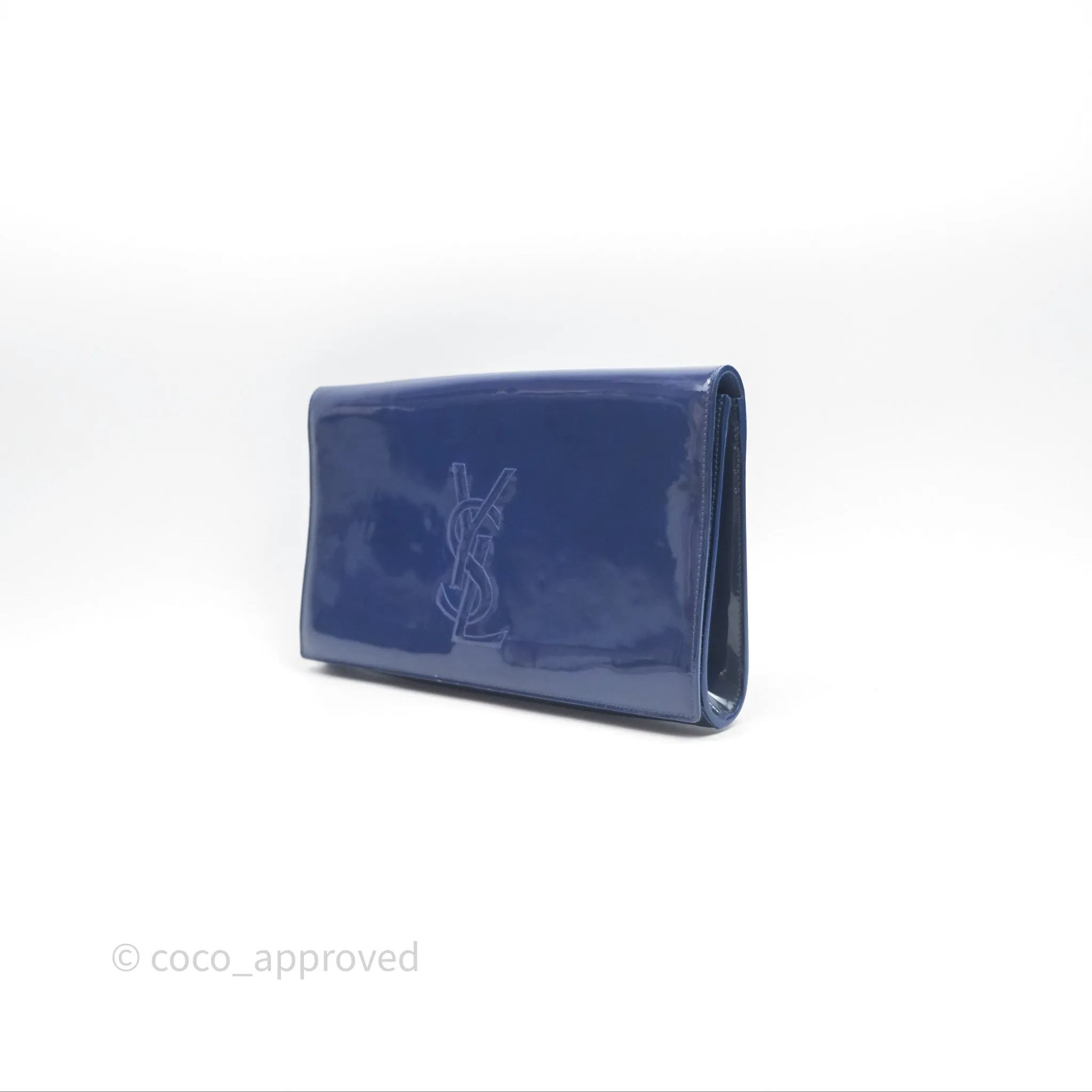 Saint Laurent Large Belle De Jour Clutch Blue Patent