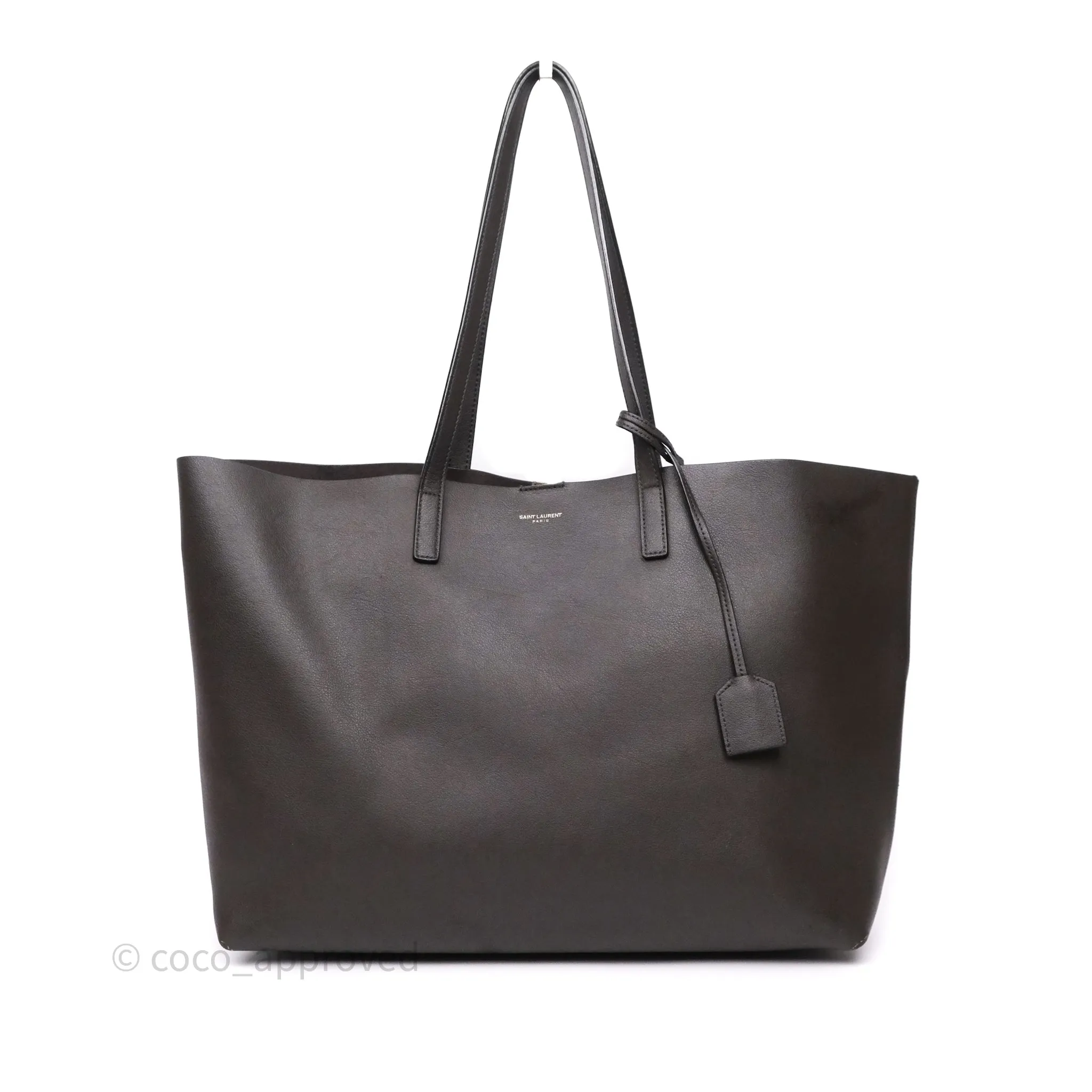Saint Laurent Large Shopping Tote Dark Grey Calfskin