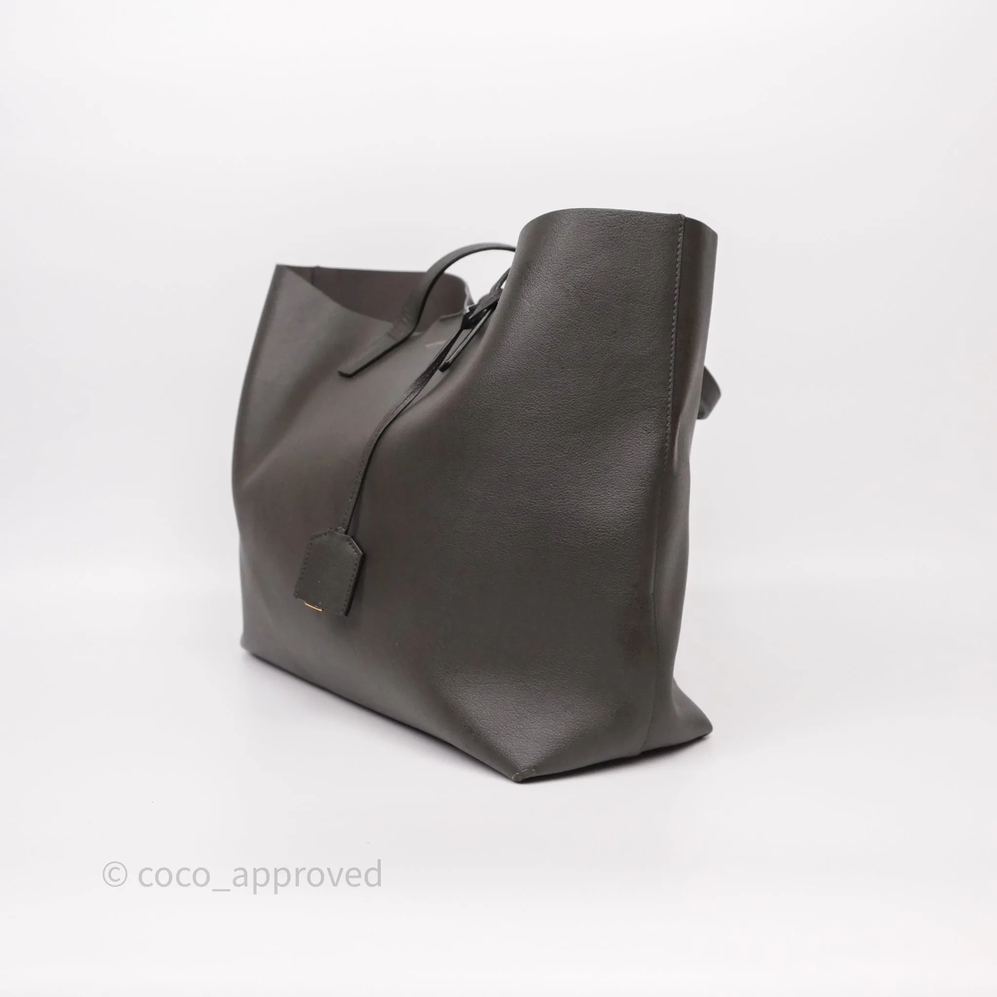 Saint Laurent Large Shopping Tote Dark Grey Calfskin