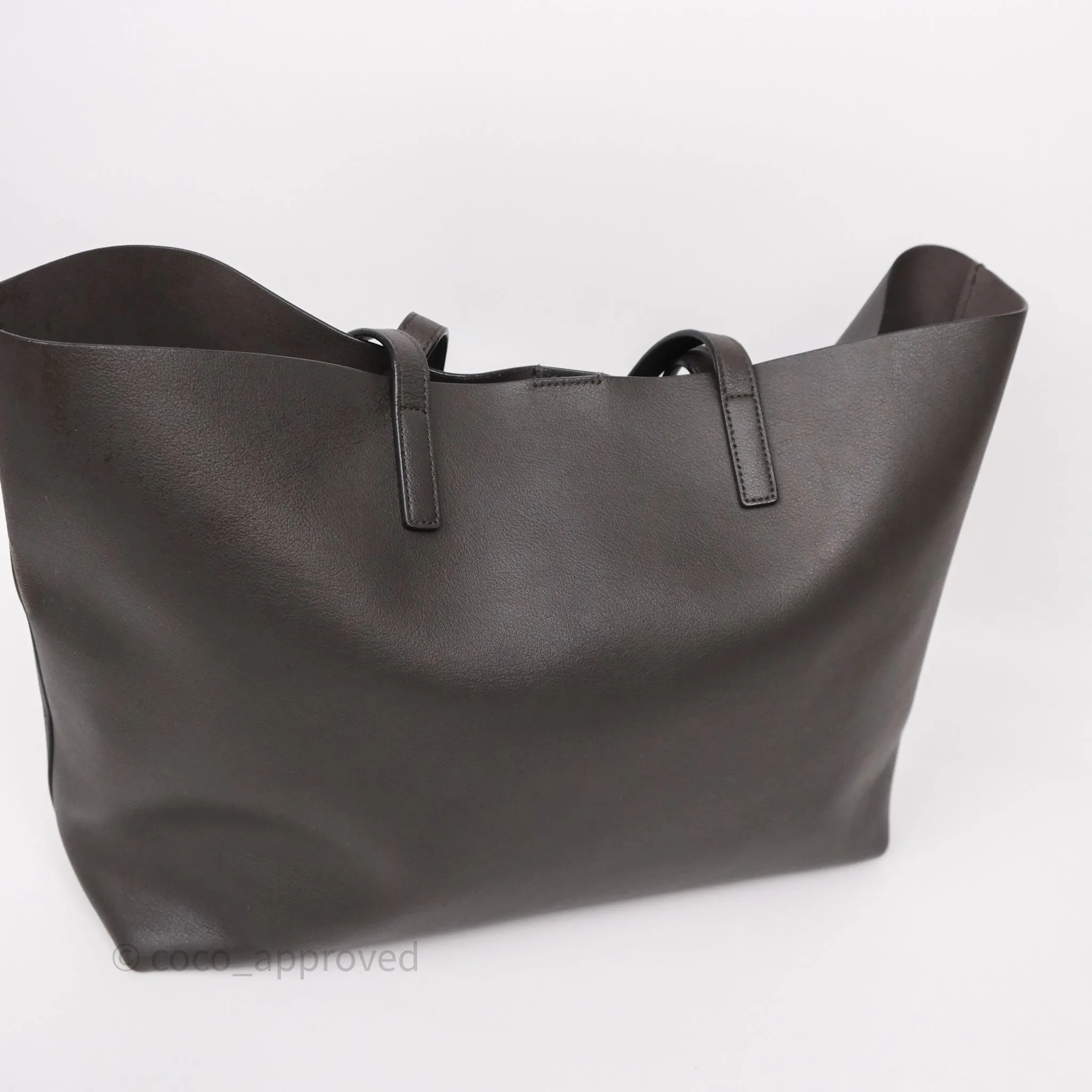 Saint Laurent Large Shopping Tote Dark Grey Calfskin