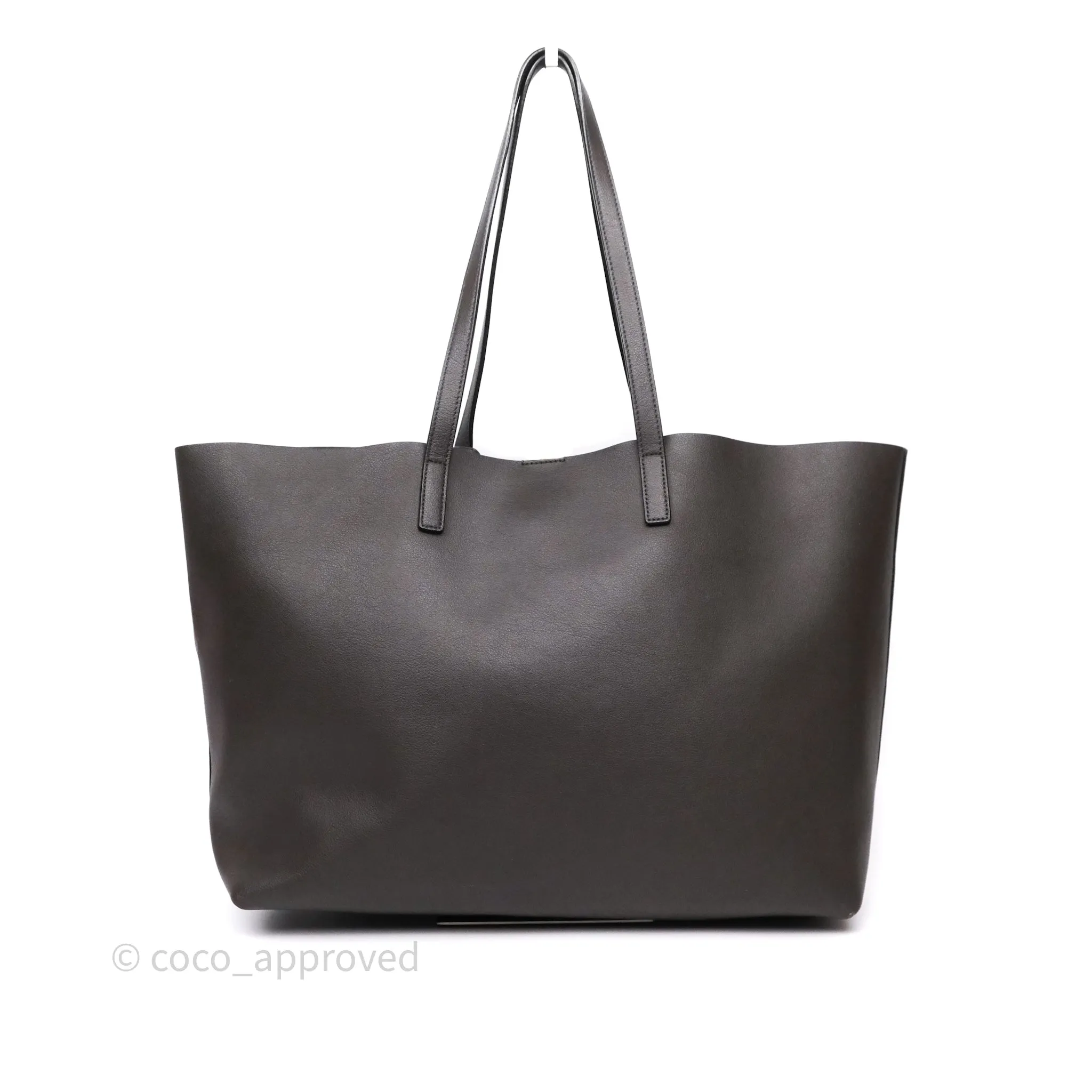 Saint Laurent Large Shopping Tote Dark Grey Calfskin