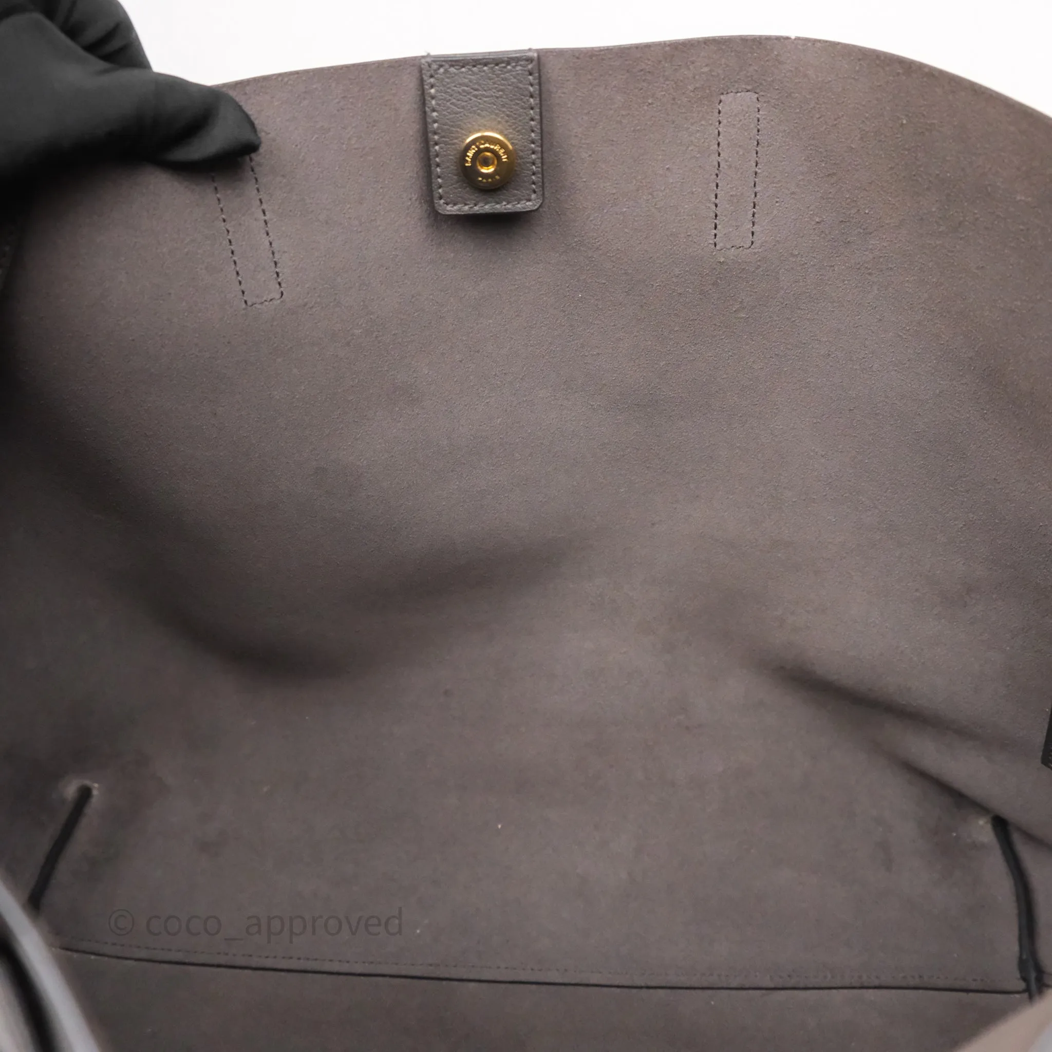 Saint Laurent Large Shopping Tote Dark Grey Calfskin