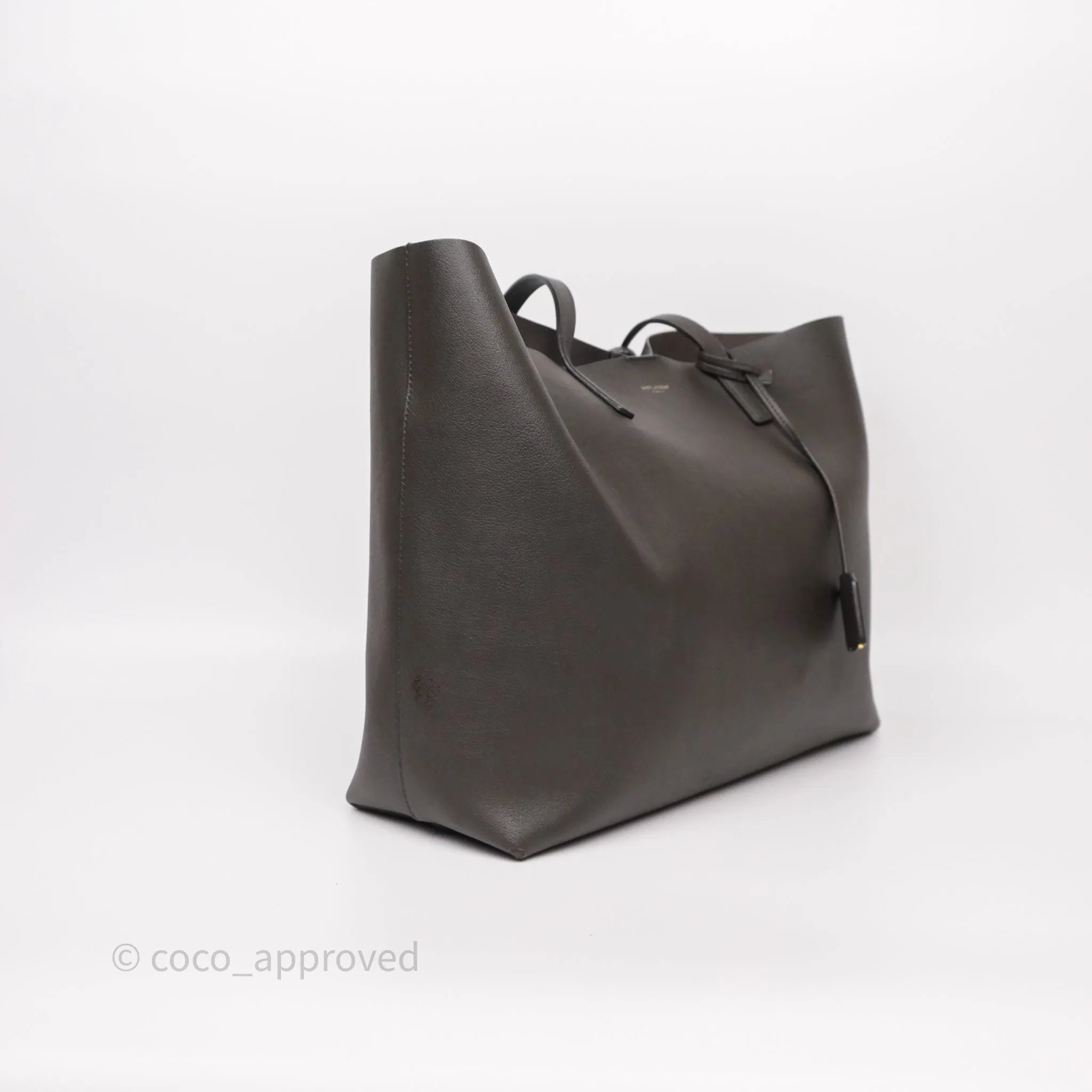 Saint Laurent Large Shopping Tote Dark Grey Calfskin